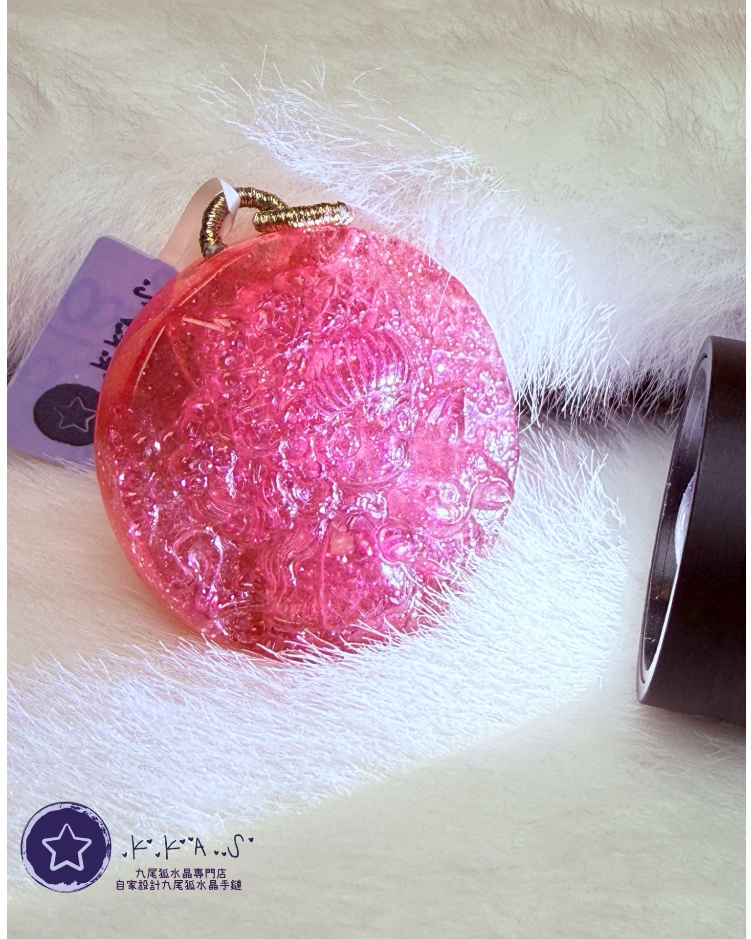 K00202 星光紅草莓 雙狐 - 吊墜/手牌兩用款
