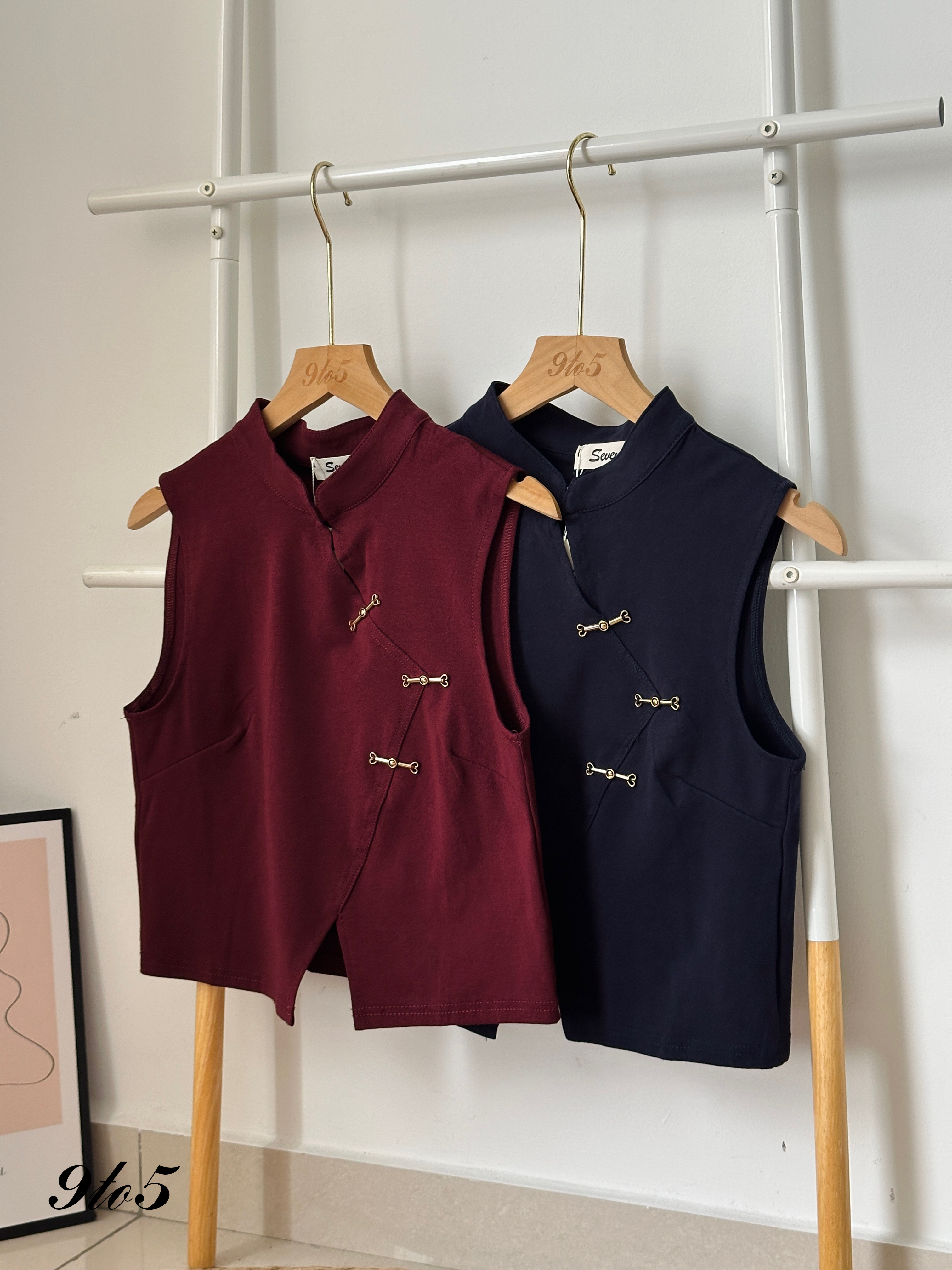 T3936 Sleeveless Cheongsam Top - 4 Colors