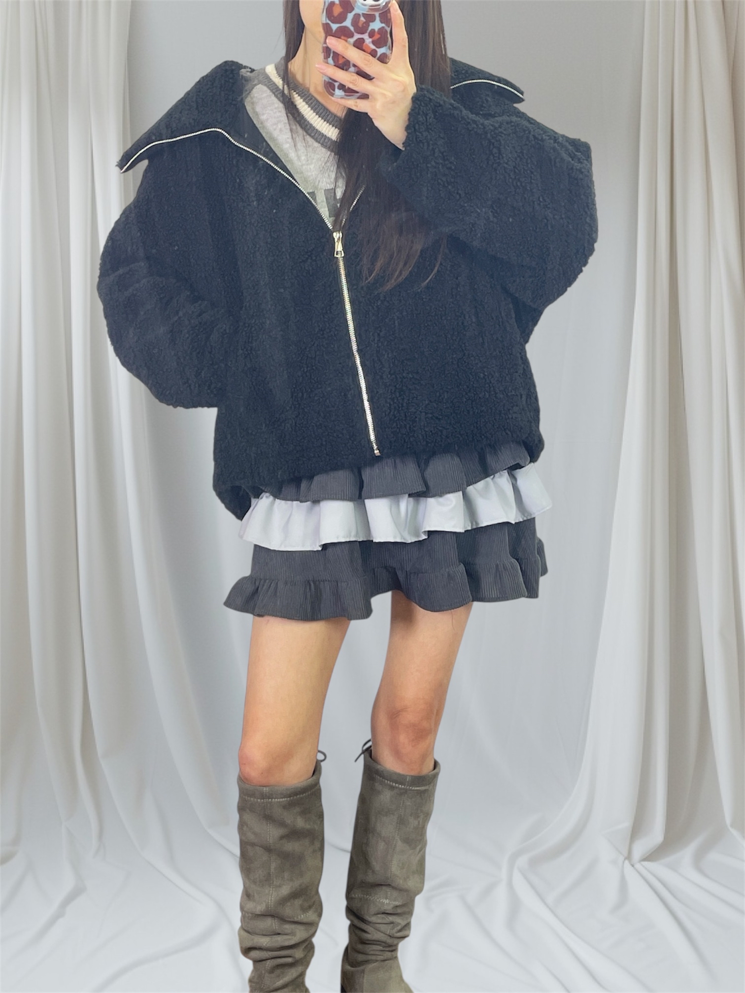 K5535 鬆身款羊羔毛褸