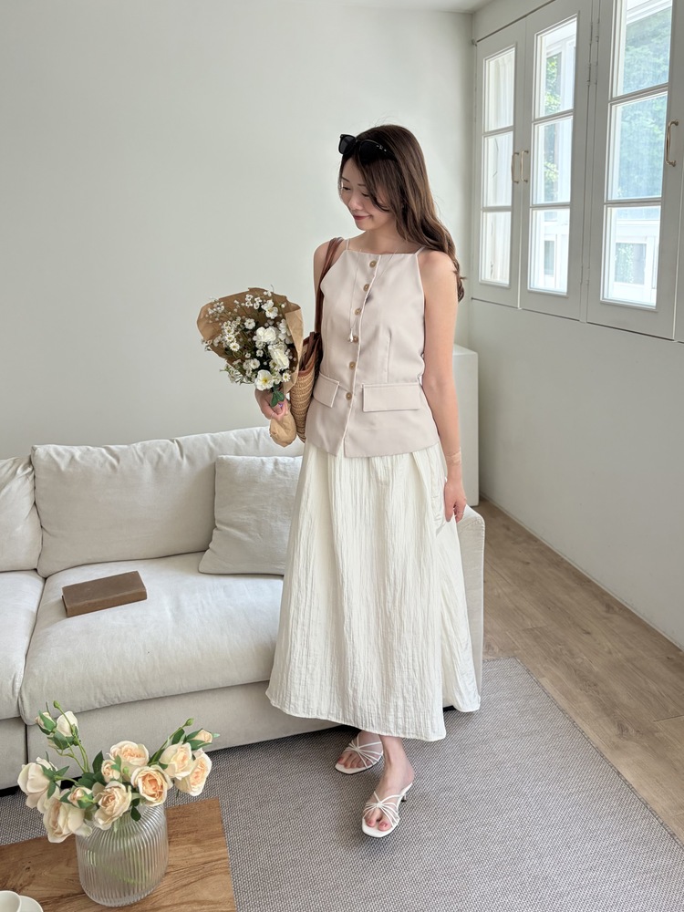 French Muse Vest Dress (Beige)