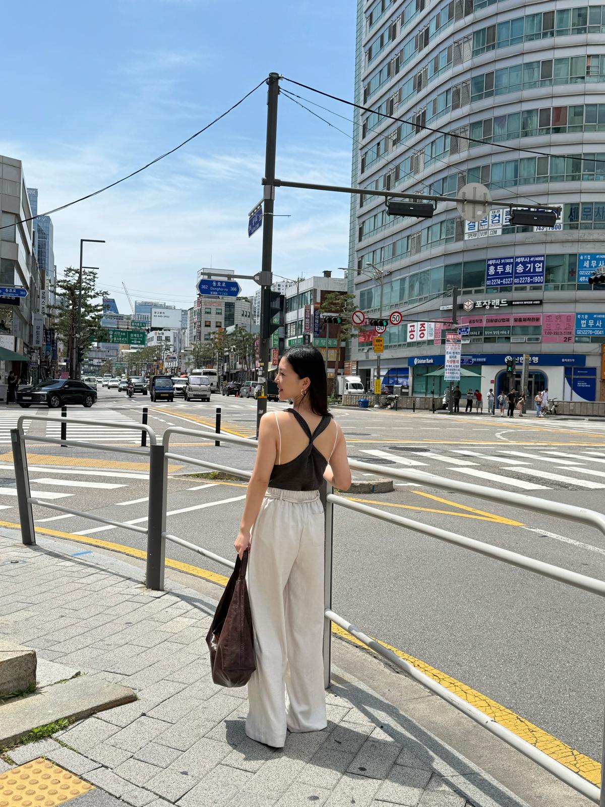 M09滑麻休閑褲