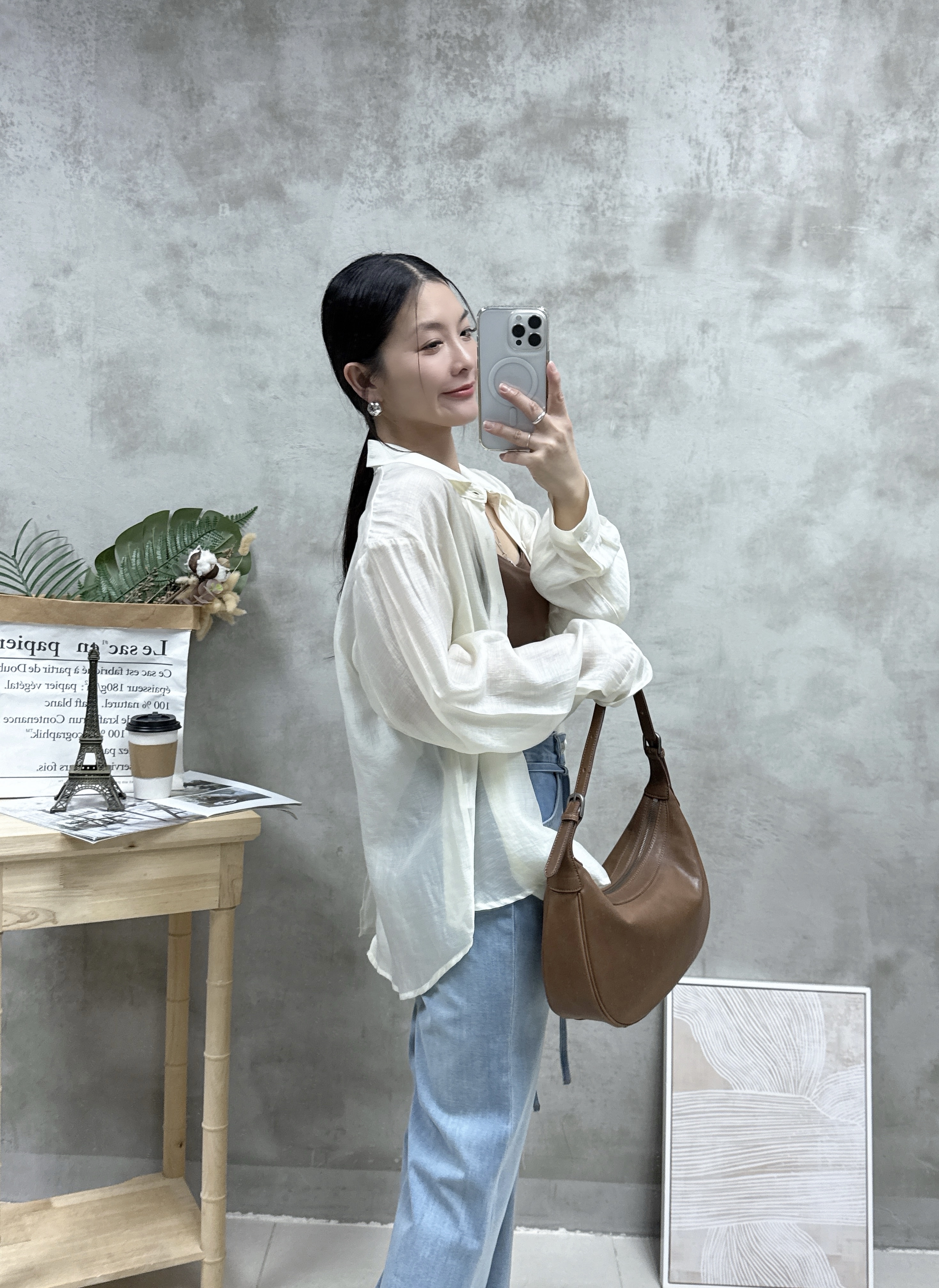 絲質側扣防曬恤衫