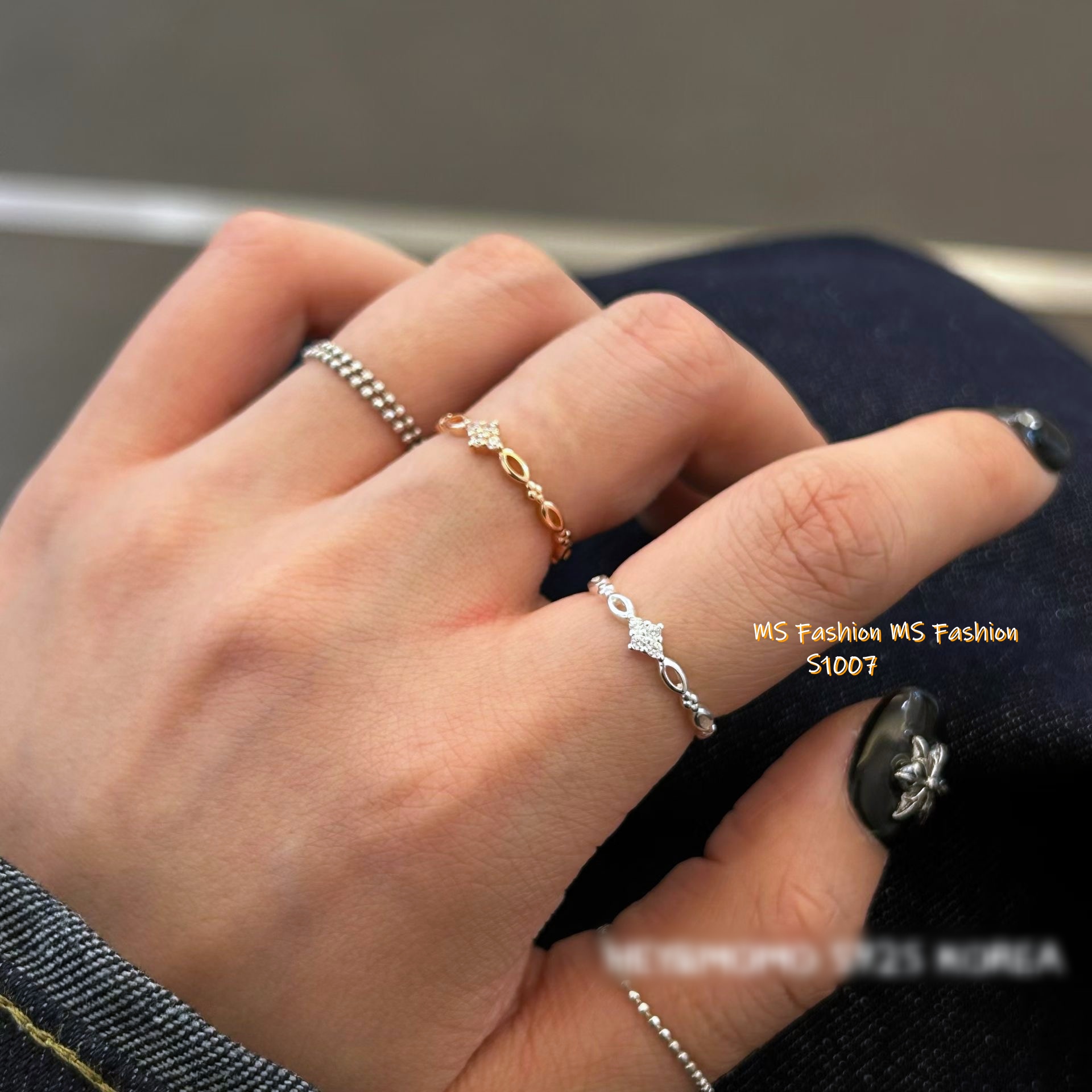 S1007 韓國🇰🇷S925鏤空閃石菱形戒指