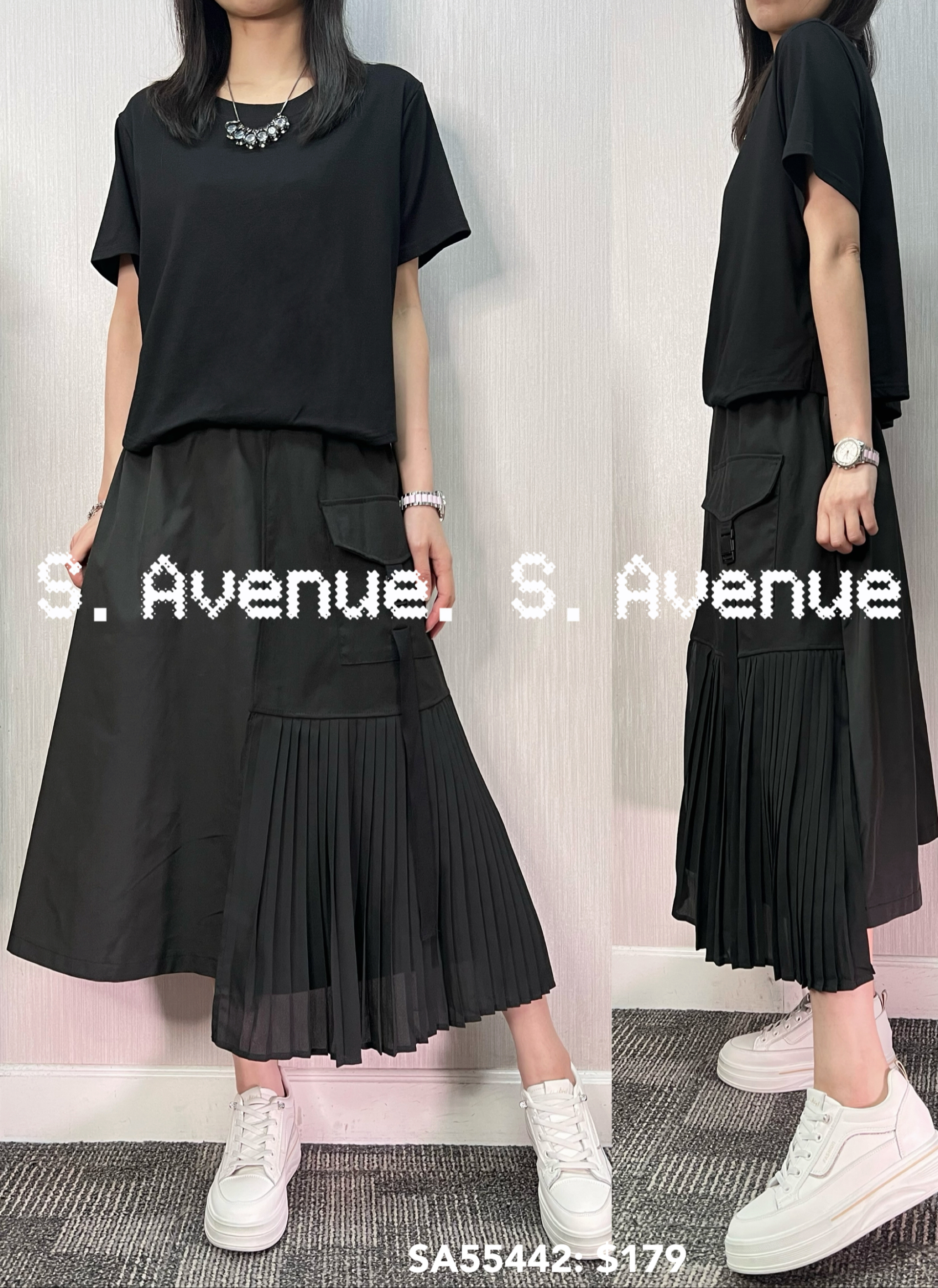 SA55442: 短袖側軍袋百撍不規則腳op