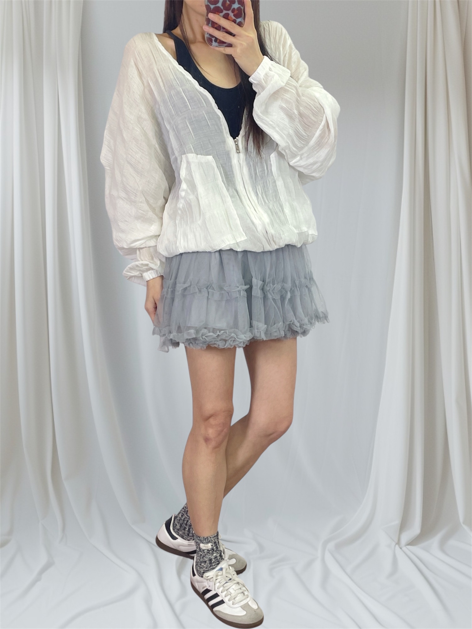 K5550 縐紋雪紡束腳外套