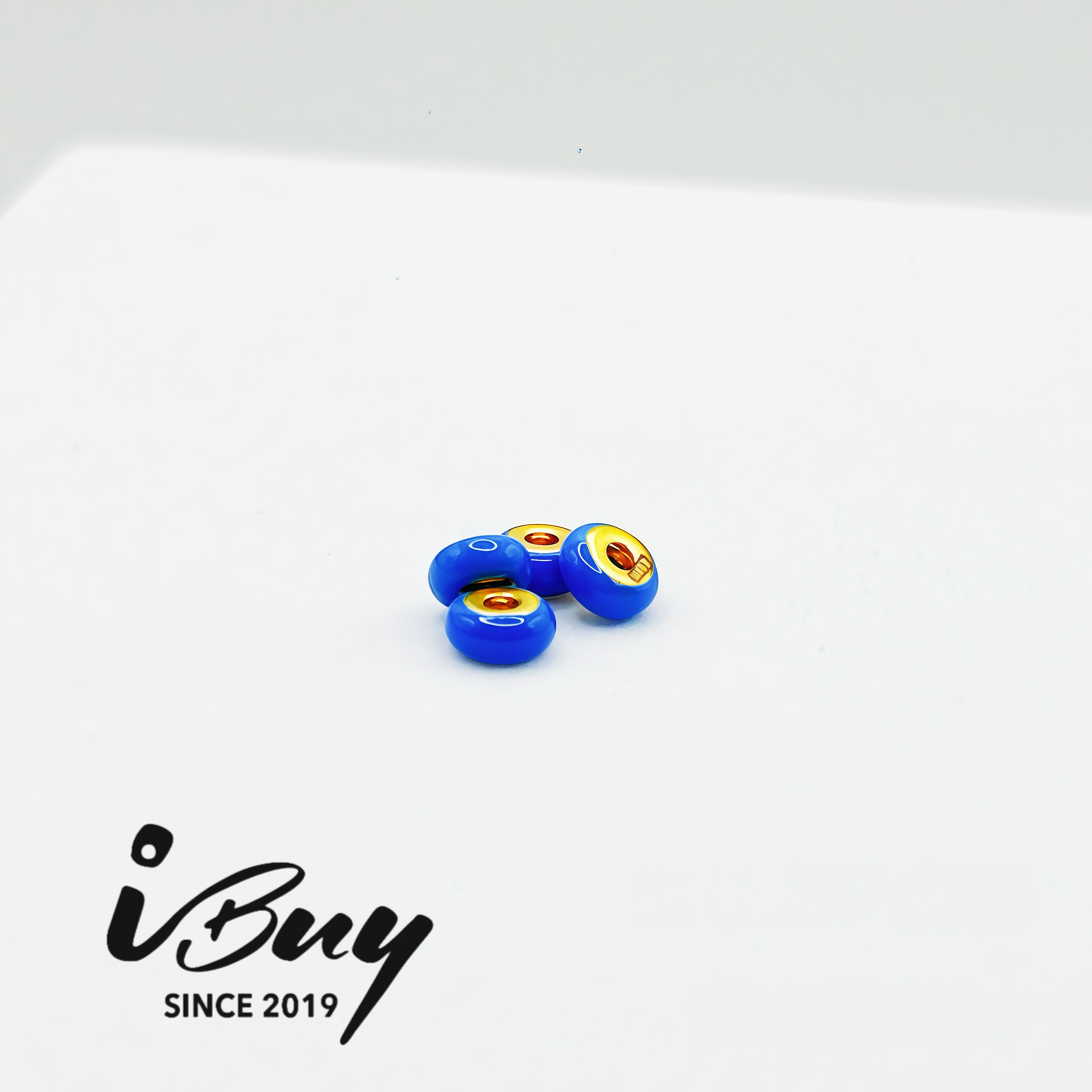 999 GOLD 2MM ENAMEL DOPAMINE SPACED BEAD -DEEP BLUE 999 金 2MM珐琅隔离珠- 深蓝色
