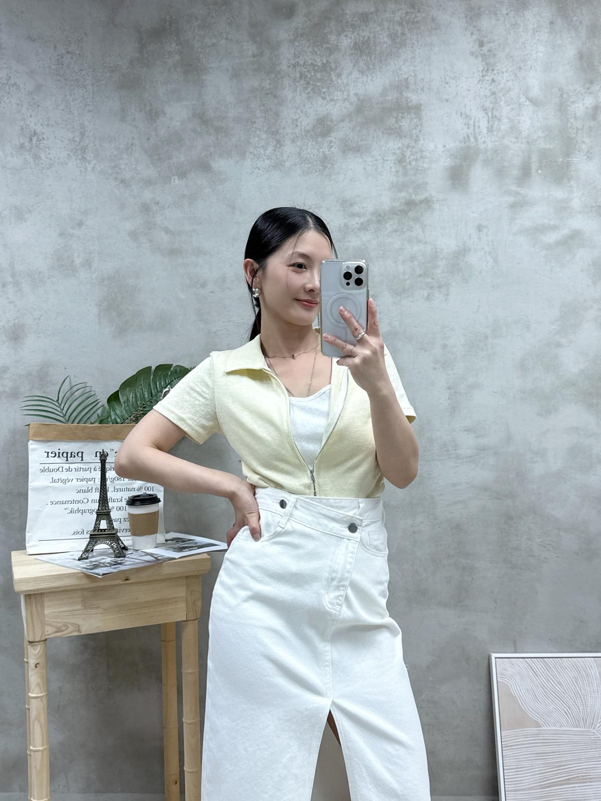 假兩件雙拉鏈Top