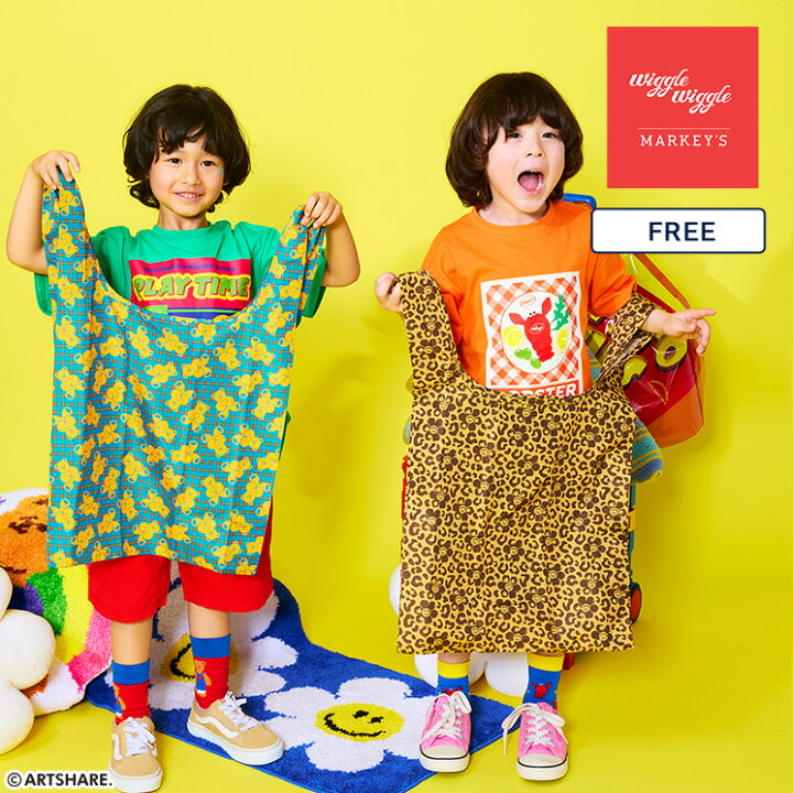 🇯🇵預訂 日本直送🇯🇵Markey’s x Wiggle Wiggle兩色花花小熊印花環保袋