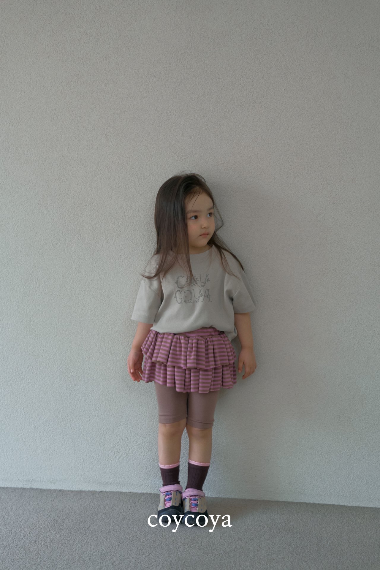 🌸預訂 韓國直送🌸🇰🇷COYCOYA兩色條紋層疊裙擺打底褲