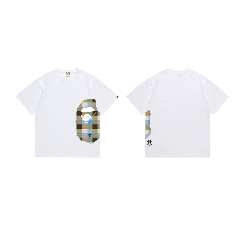 Bape Logo Check Side Big Ape Head Tee 
