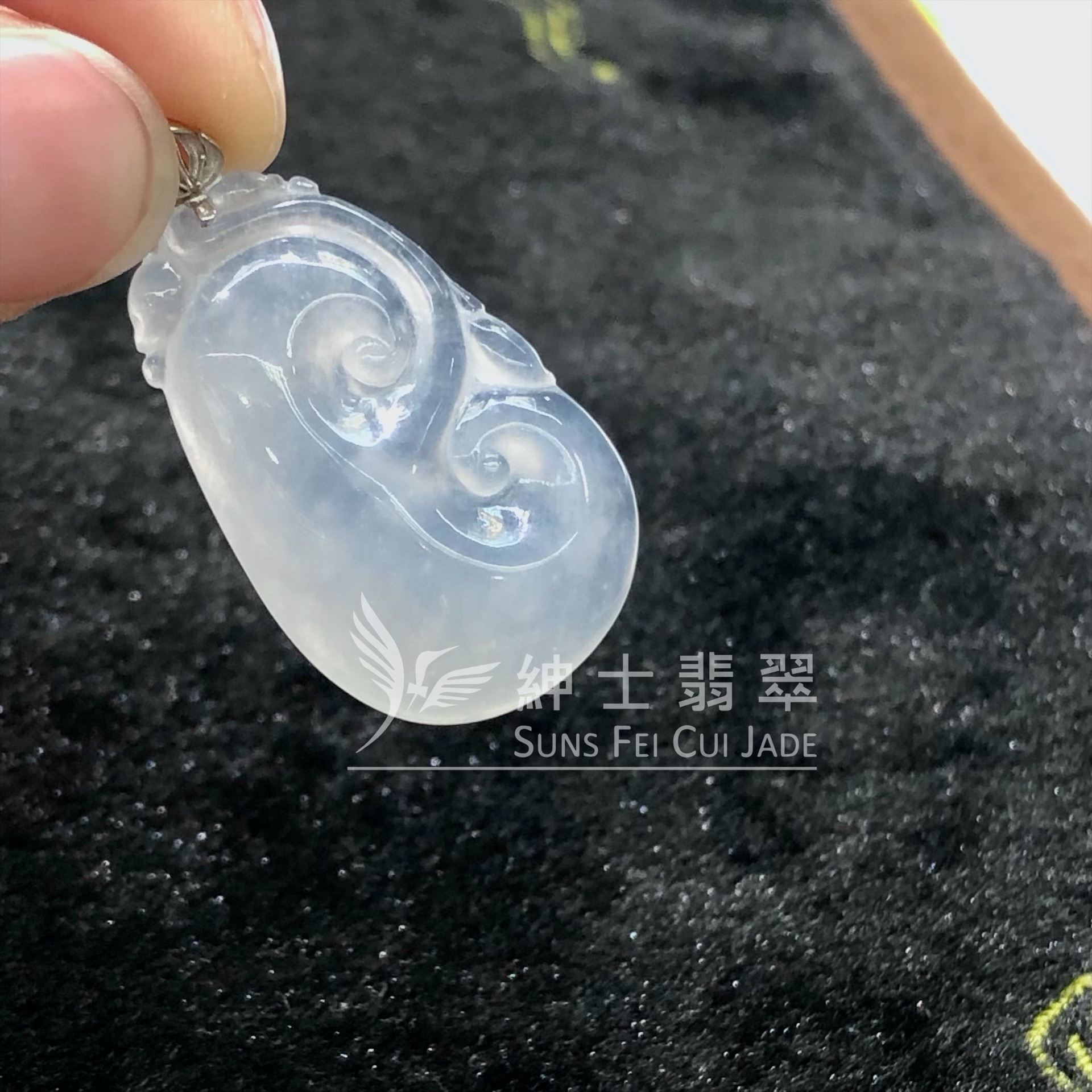 YK00037 糯冰如意連18k扣頭吊墜 