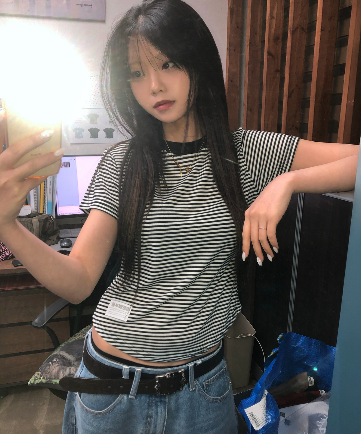 🇰🇷訂購｜SEW-B 26SS｜Baby stp semi-cropped short-sleeve tee 4色 