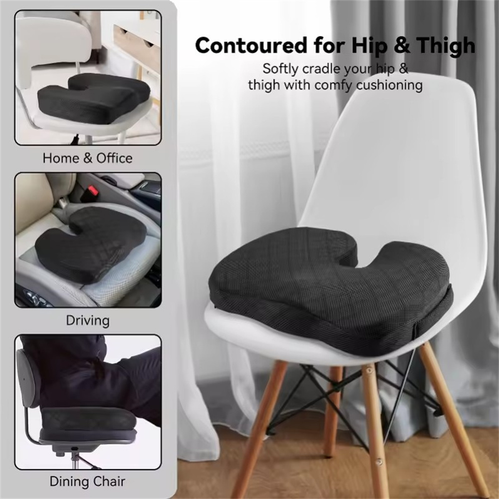 記憶棉人體工學慢回彈坐墊 黑色 UB0284