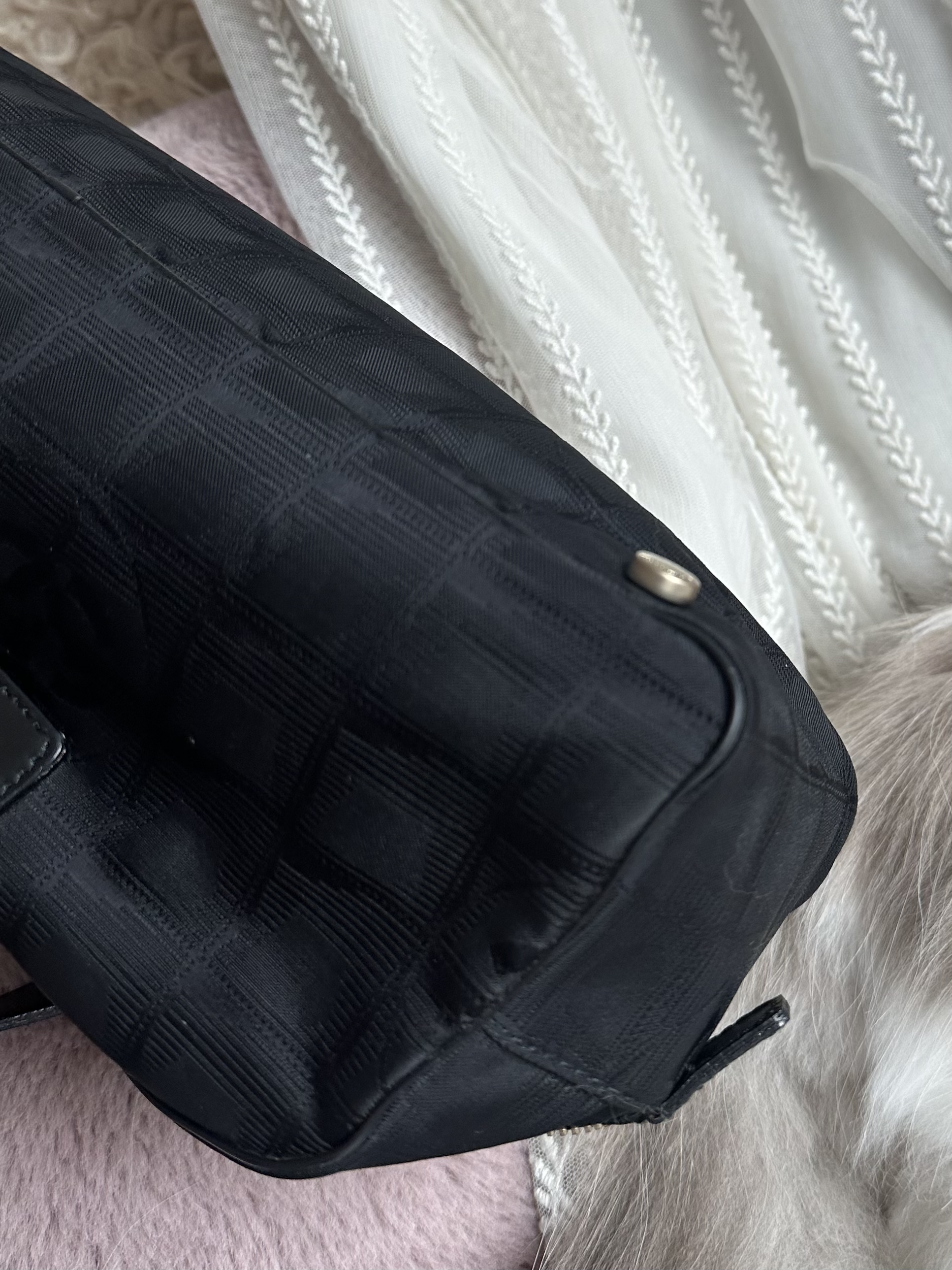 美品  03-04 vintage chanel black jacqurd shoulder bag 