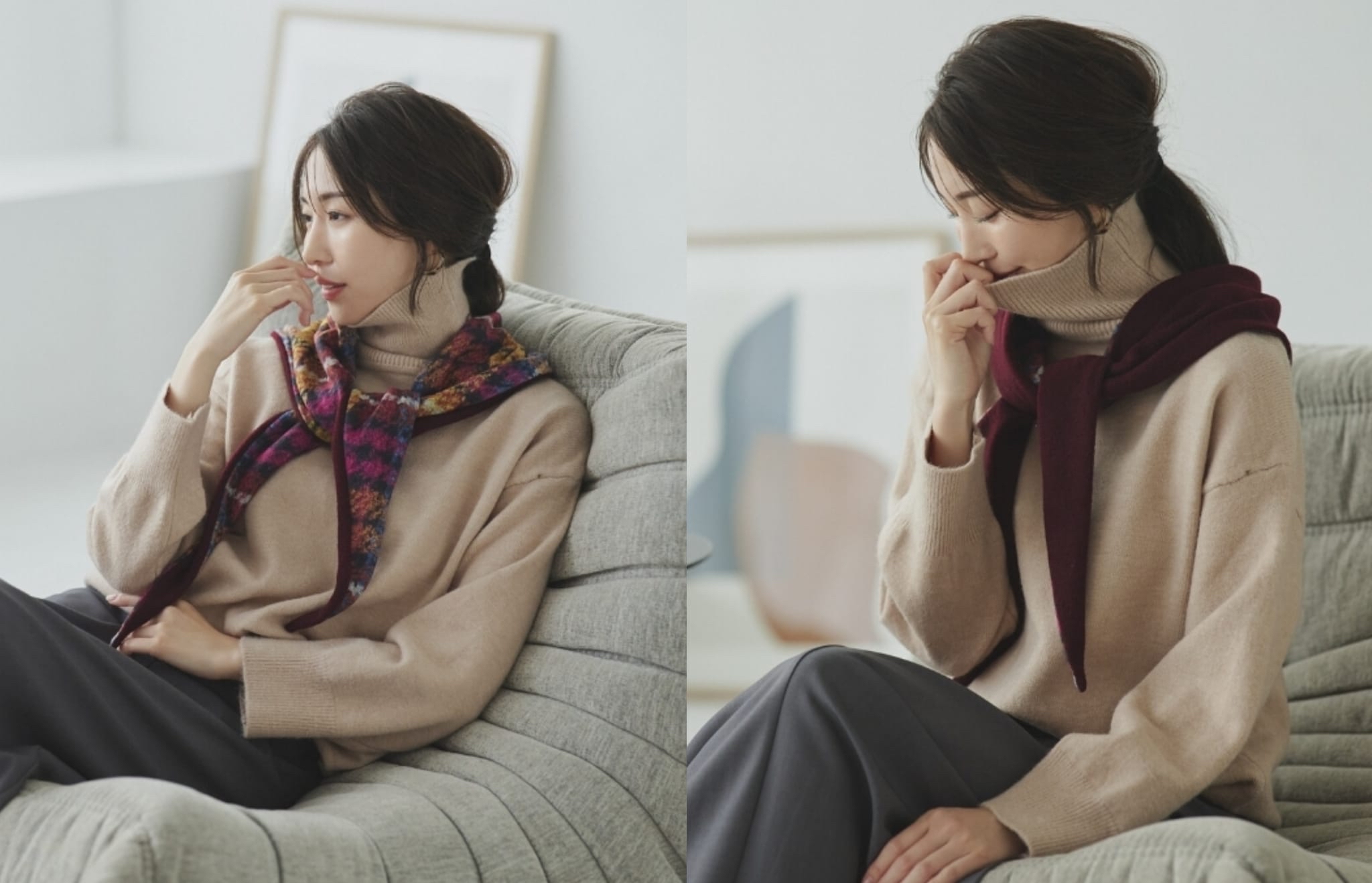 🇯🇵日本製 花卉格紋雙面三角圍巾 約2月中到港