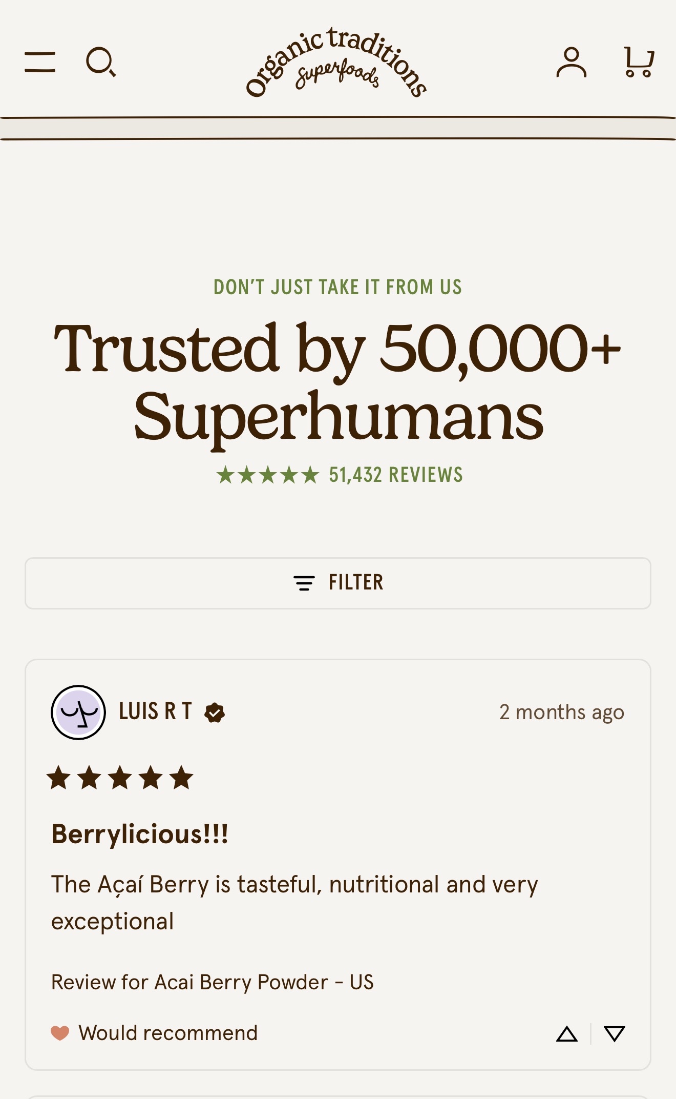 Organic Traditions 100%有機巴西莓粉 100g