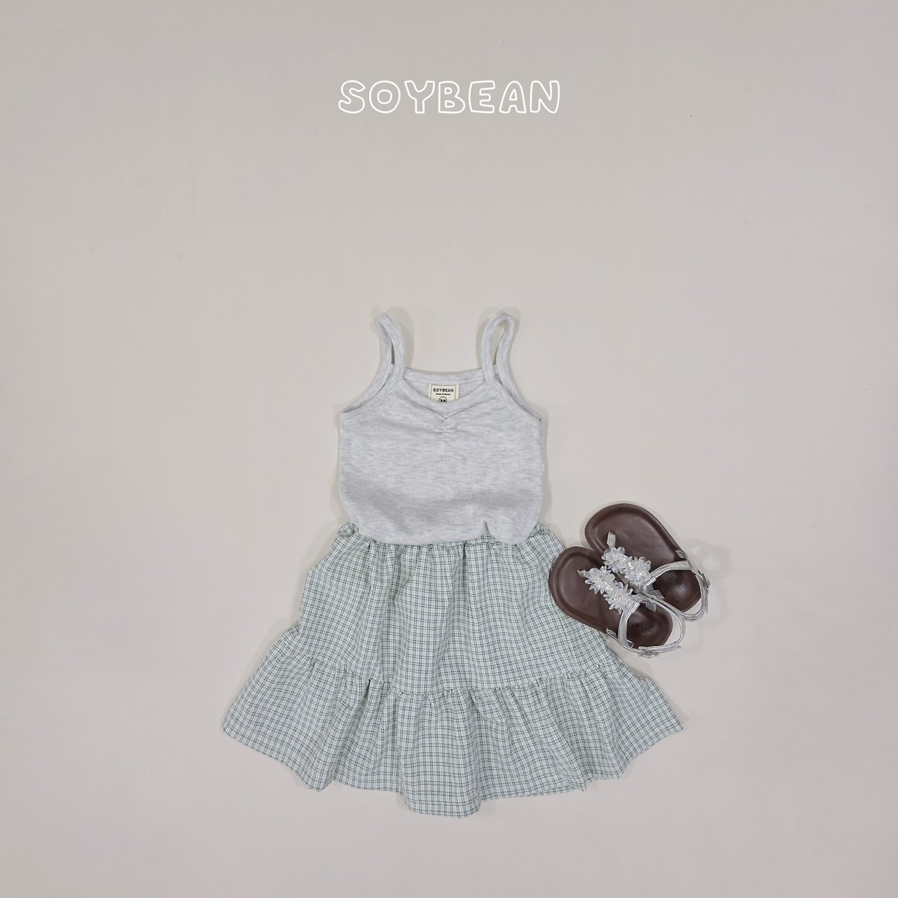 Soybean | Check skirt set(Mint L(100-110)