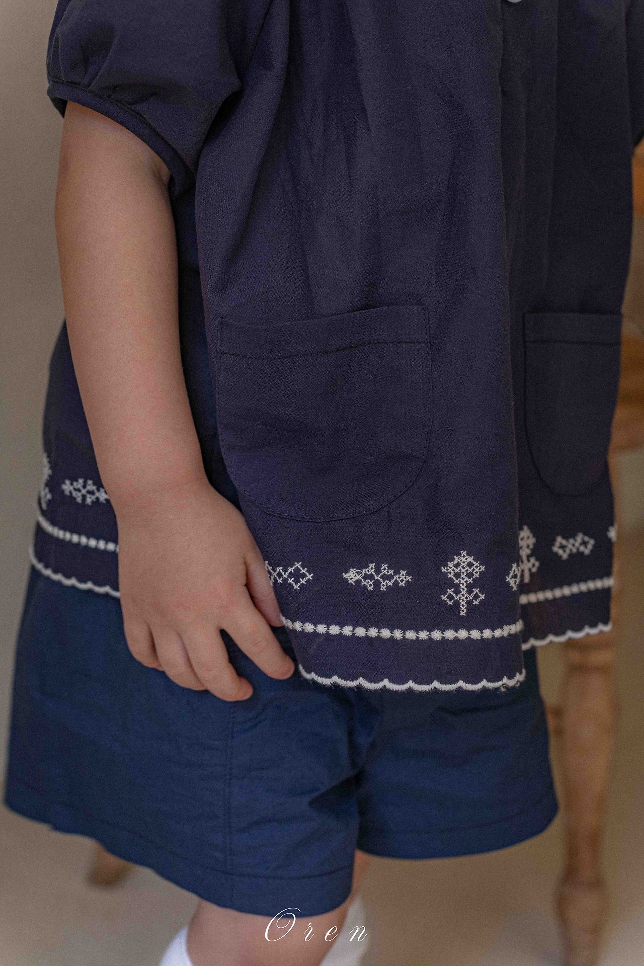 ☀️預訂 韓國直送☀️🇰🇷Oren Marinette兩色海洋風水手領刺繡短袖包屁衣/連身裙/上下套裝