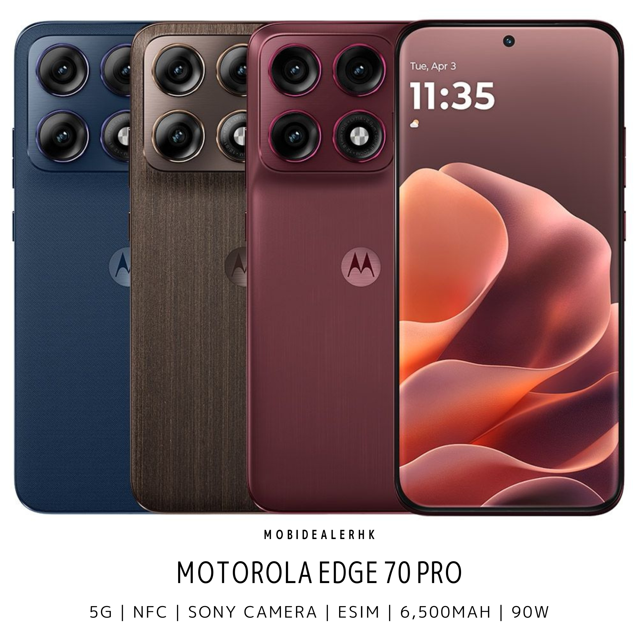 Motorola Edge 70 Pro | 5G | 智能手機 | 6500mAh 矽碳大電池 | Sony LYTIA 710 旗艦夜拍鏡頭 | IP68/IP69 雙防護
