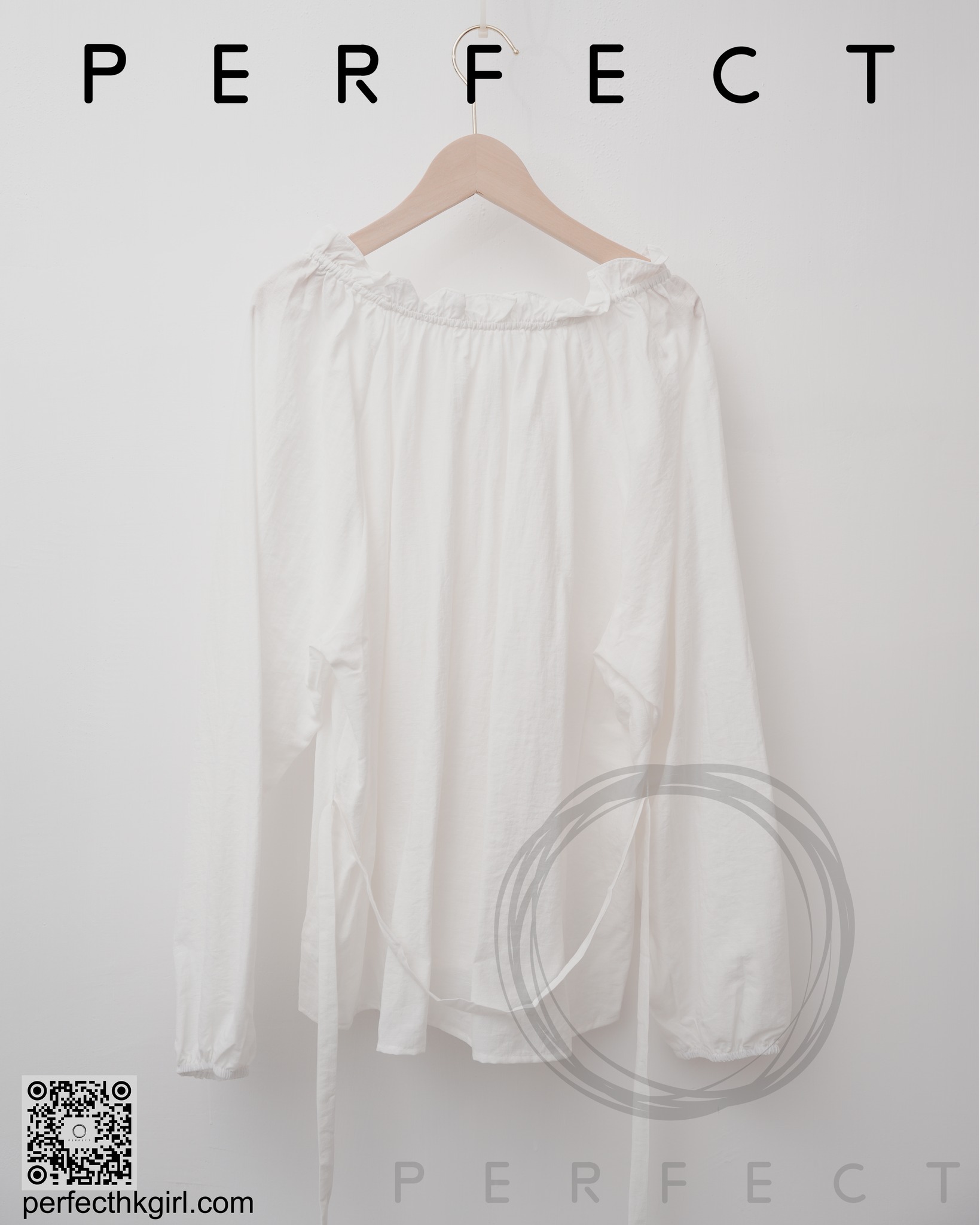 T0002_顯瘦V領波浪衣腳上衣（純潔白）