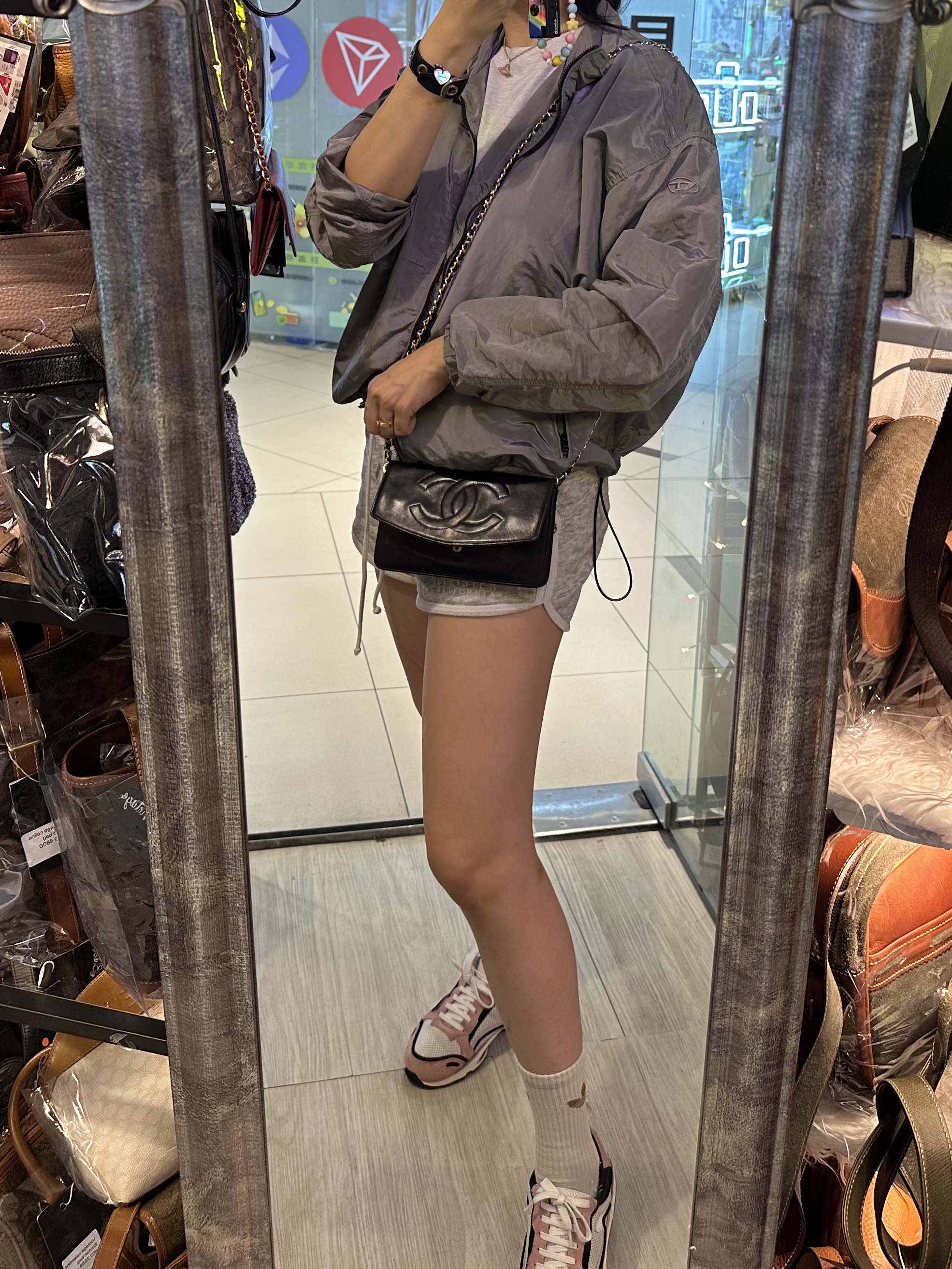 vintage chanel cc black lamb leather long wallet