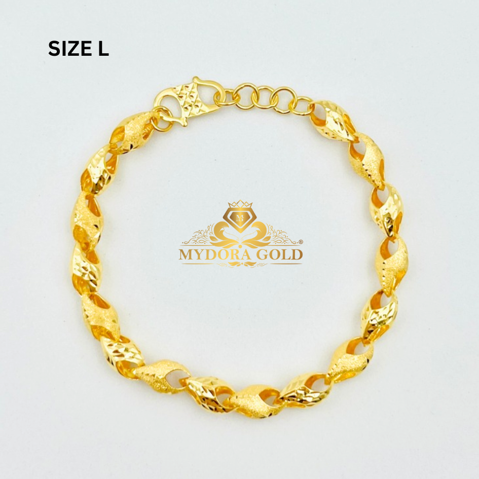 MYDORA Rantai Tangan Siput Pahat Pasir l EMAS 916/22K