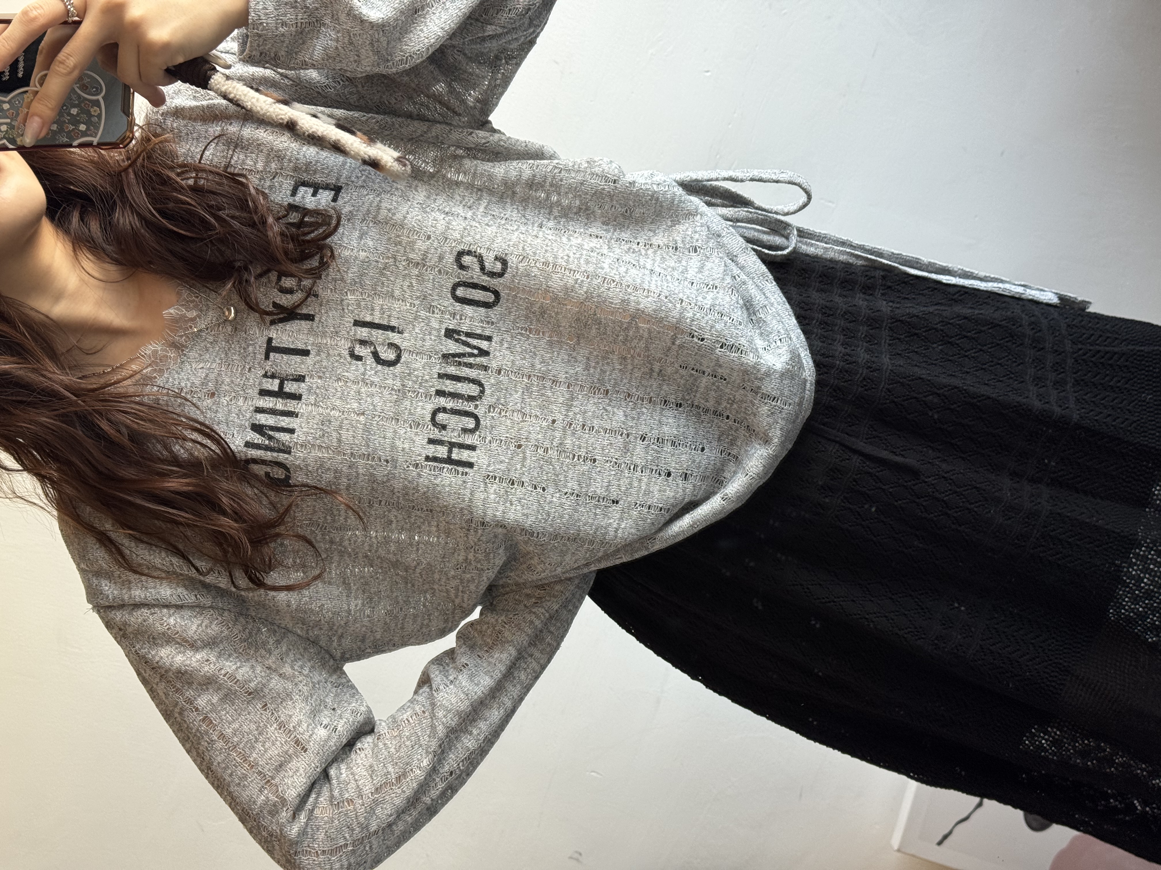 針織英文字側束Top