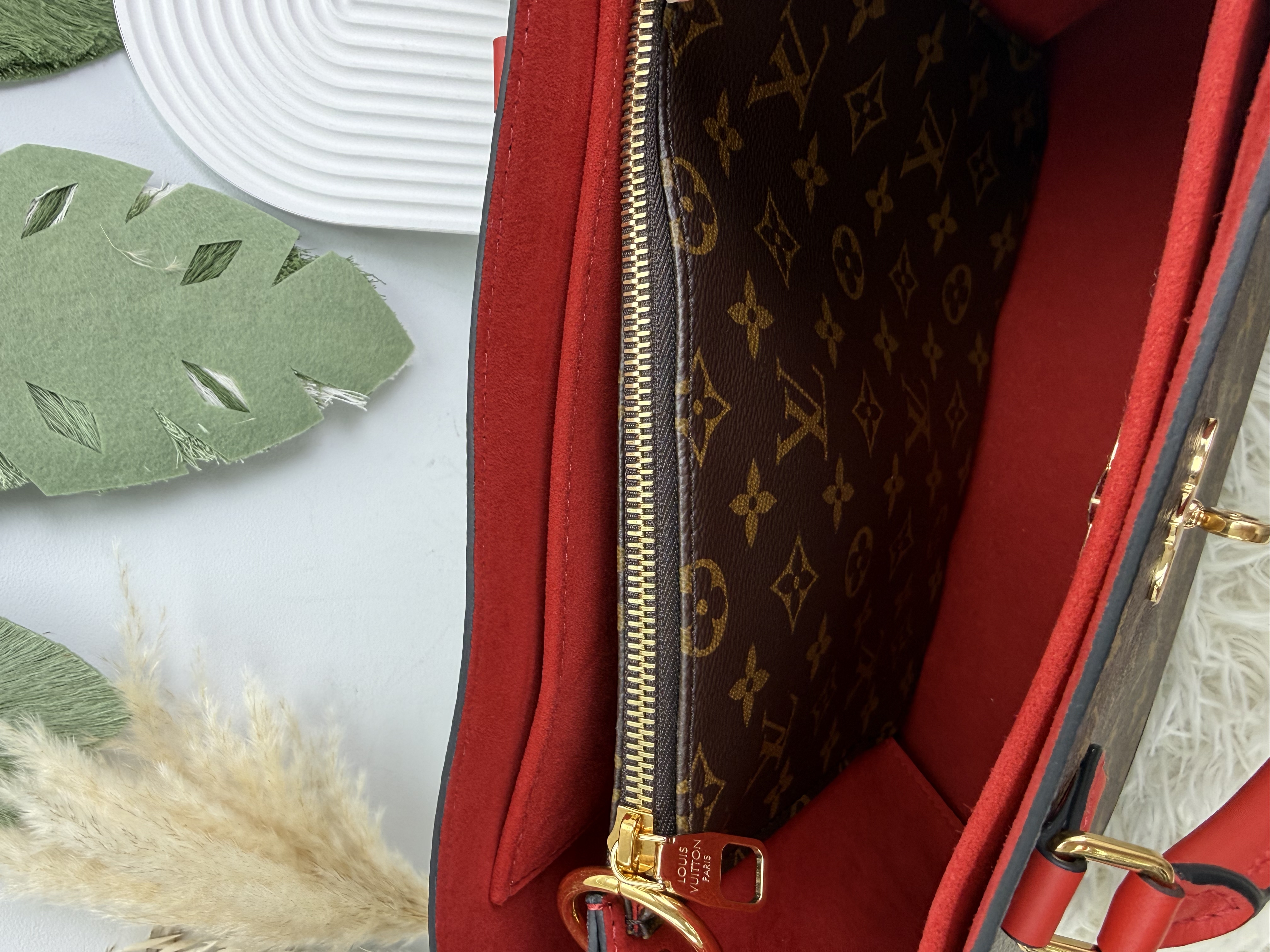 LV👜閑置品 ❣️Flower Tote老花拼红色TOTE BAG 有塵袋