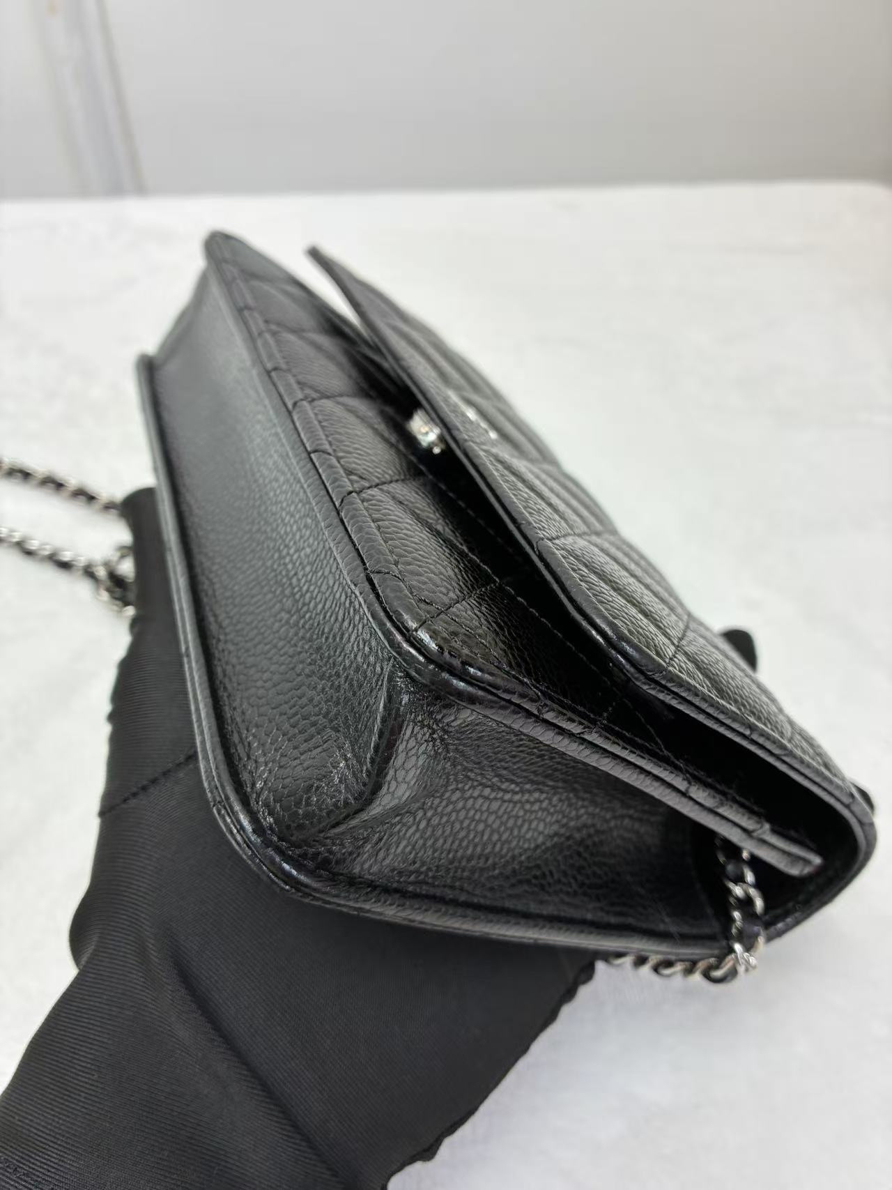 Chanel香奈兒 WOC黑銀荔枝皮.Fullset 附送護袋三寶