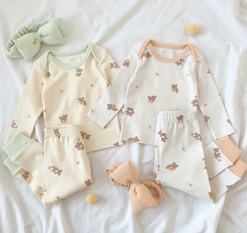 Long Sleeves Lily Bear Top & Pants Set(Orange XL)