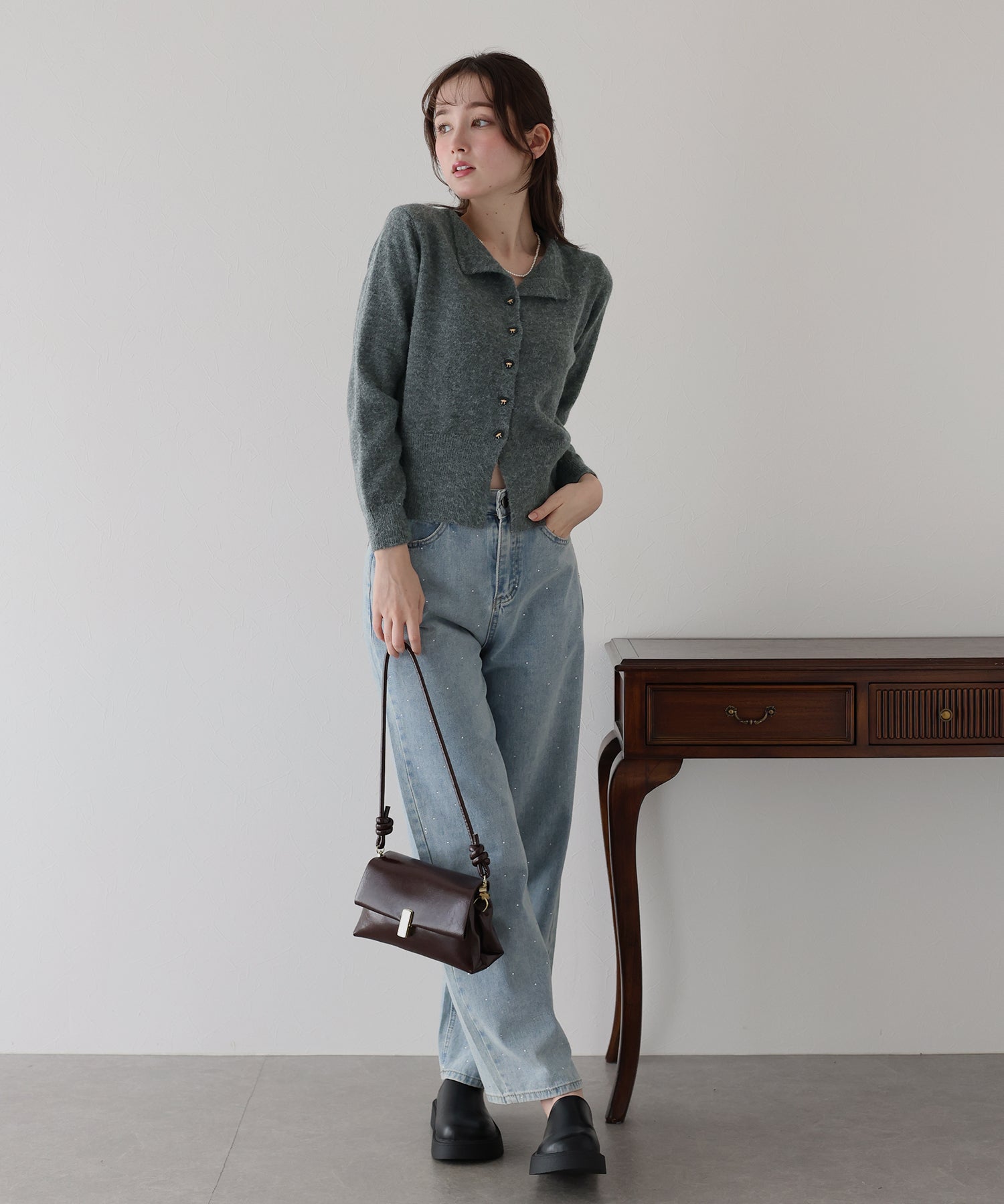 <JP> Soft Heart Bowknot Polo Knit * 4色入 <預購>