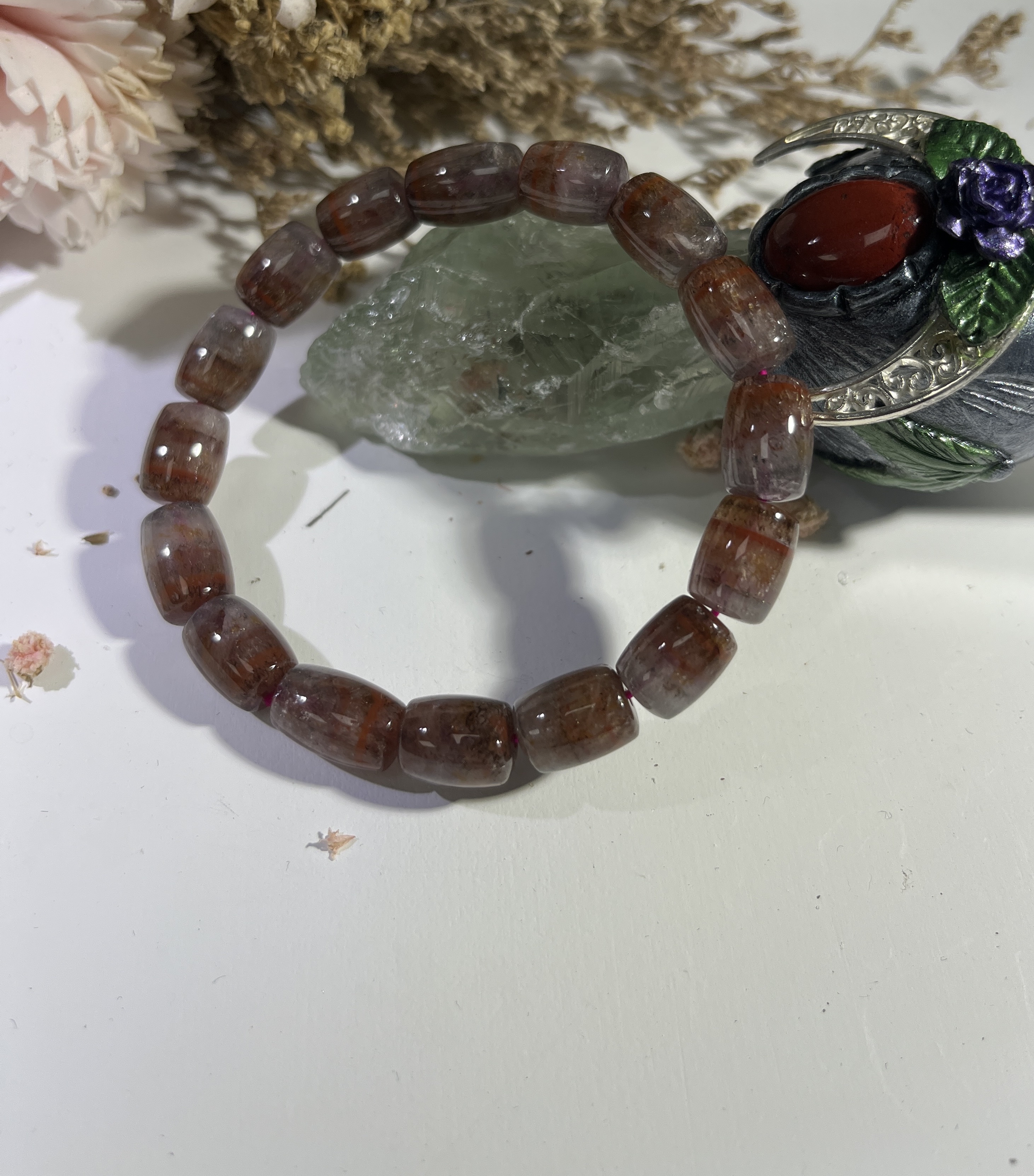 透體紅極光桶珠 8m+