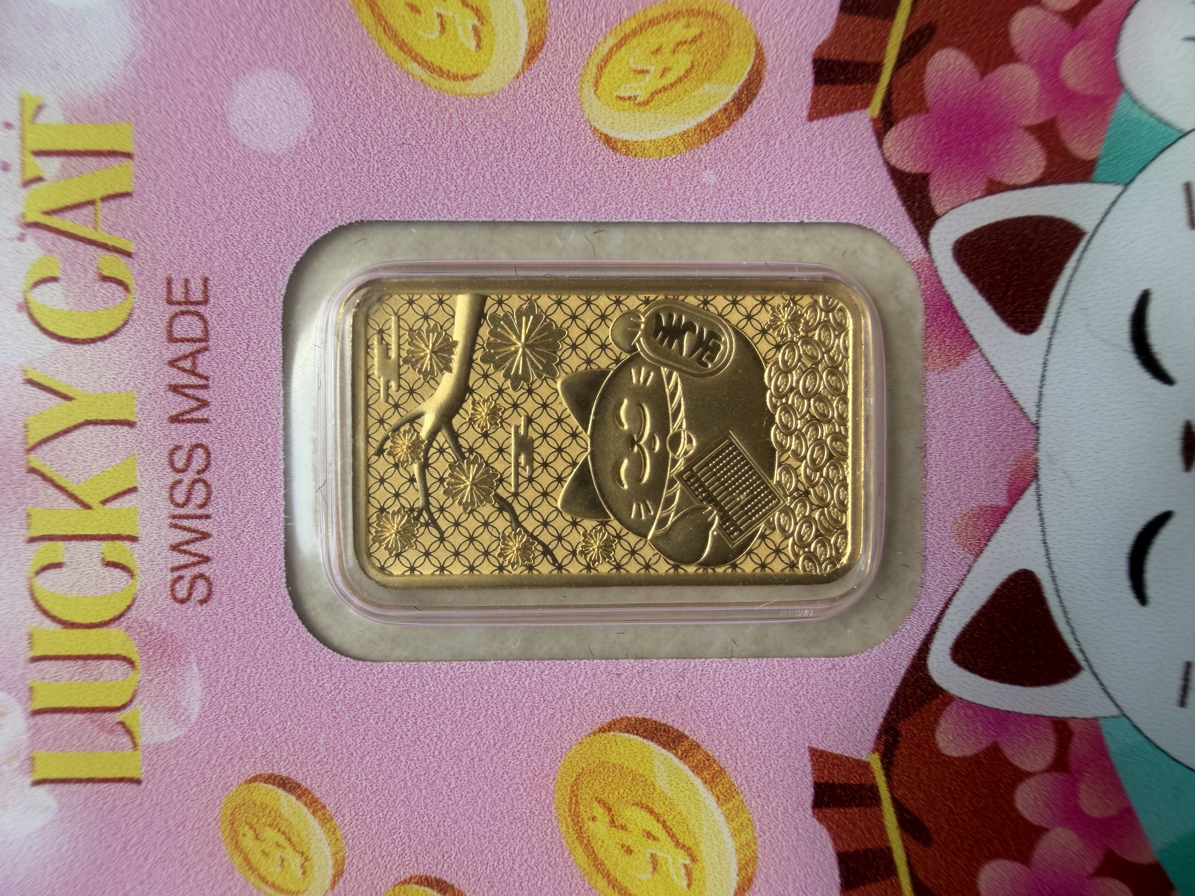 (SN888110) PAMP x CH Lucky Cat 5g 🇨🇭Swiss Fine Gold Bar 999.9 粉色招财猫