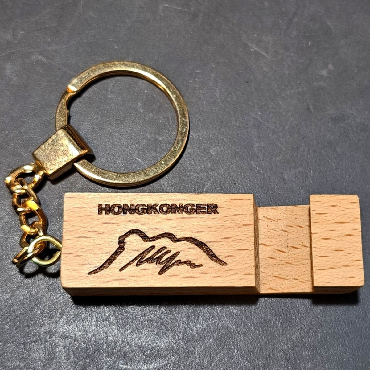 HONGKONGER 實木多功能便攜手機座匙扣 (可客製化雕刻)