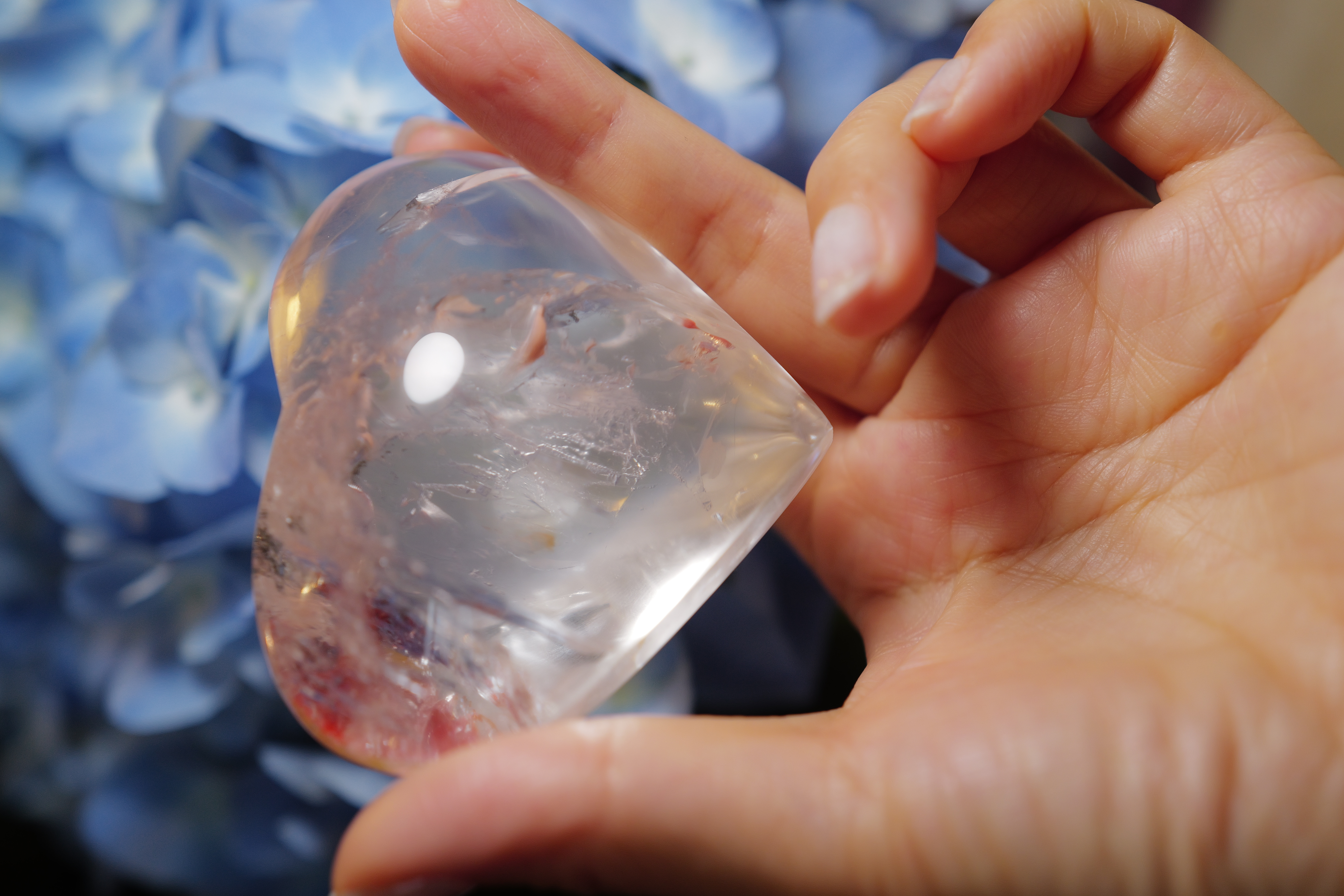  ༒7.5cm 白水晶紅膠花共生愛心擺設༒ HE.1881CAA-RA30*3SA-