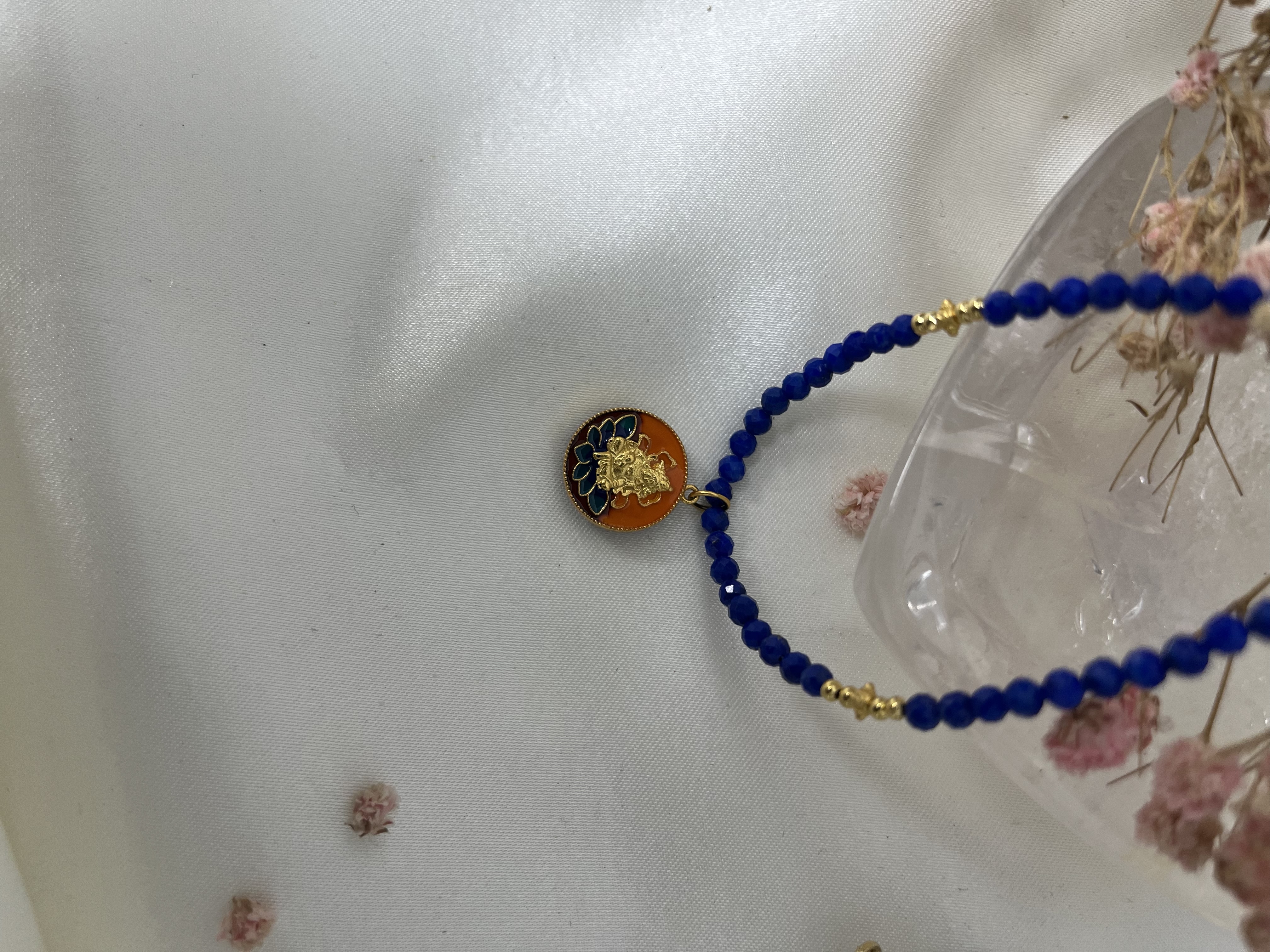 高品質青金石s925銀設計款頸鏈長度60cm 3m+切面