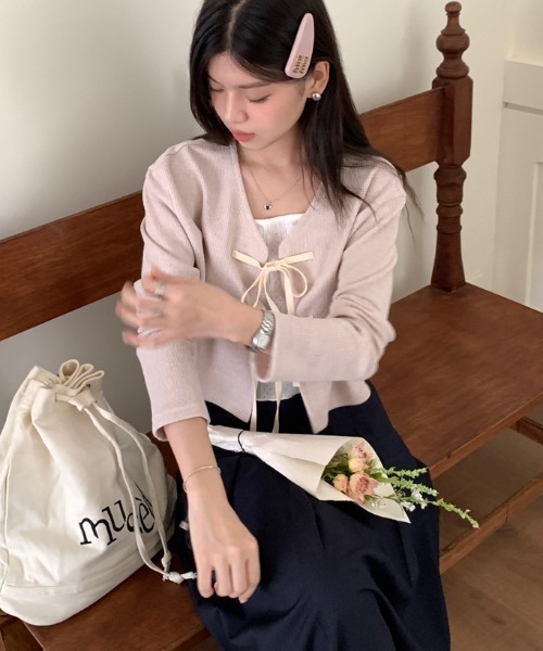 double ribbon 綁帶短外套