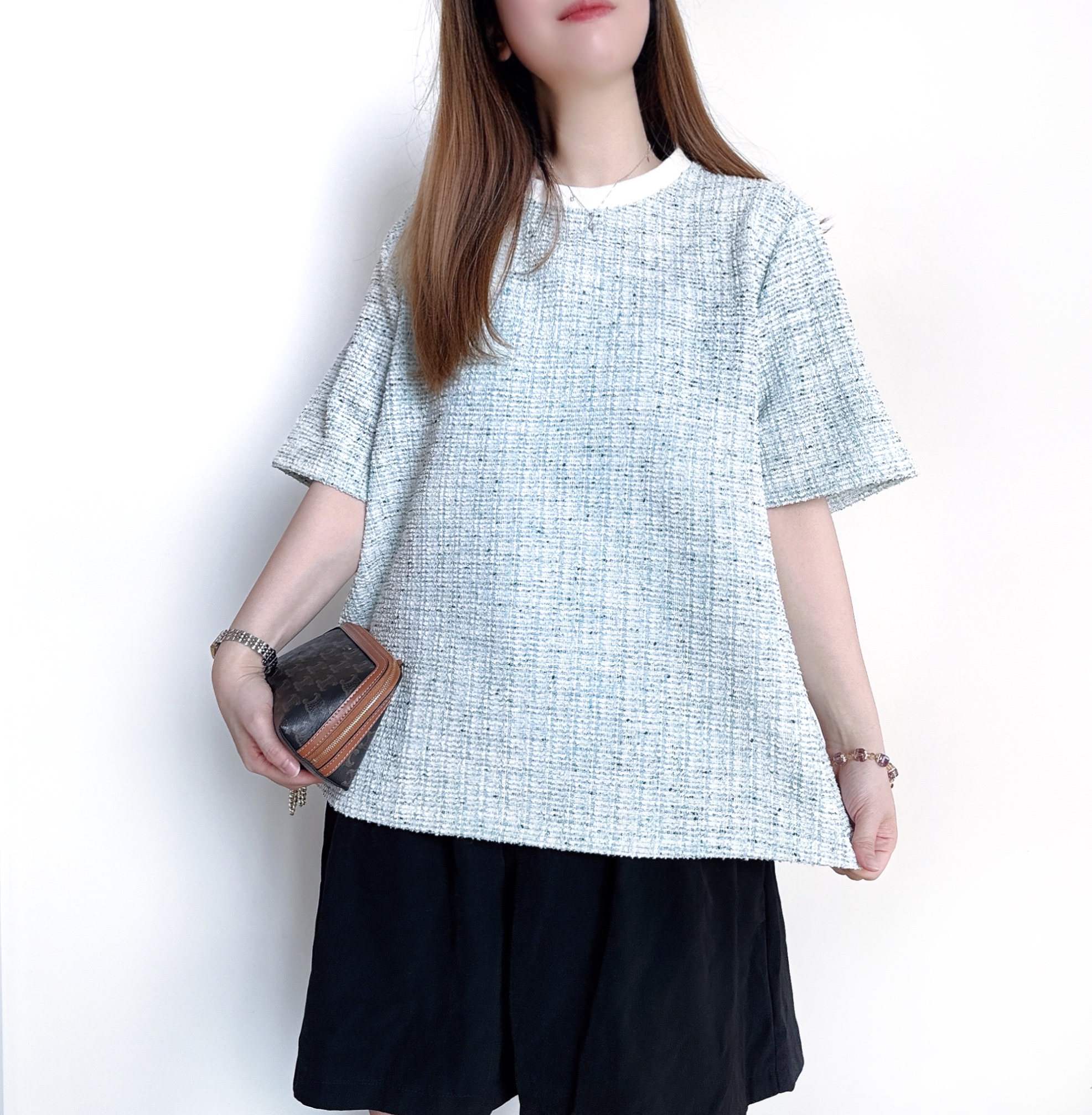 小香風tweet 料Top - 水藍