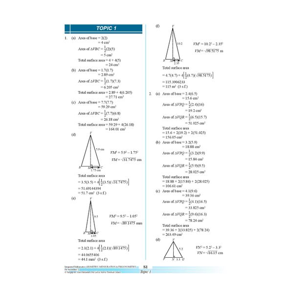 Secondary 2 Integrated Mathematics Geometry, Mensuration & Trigonometry 