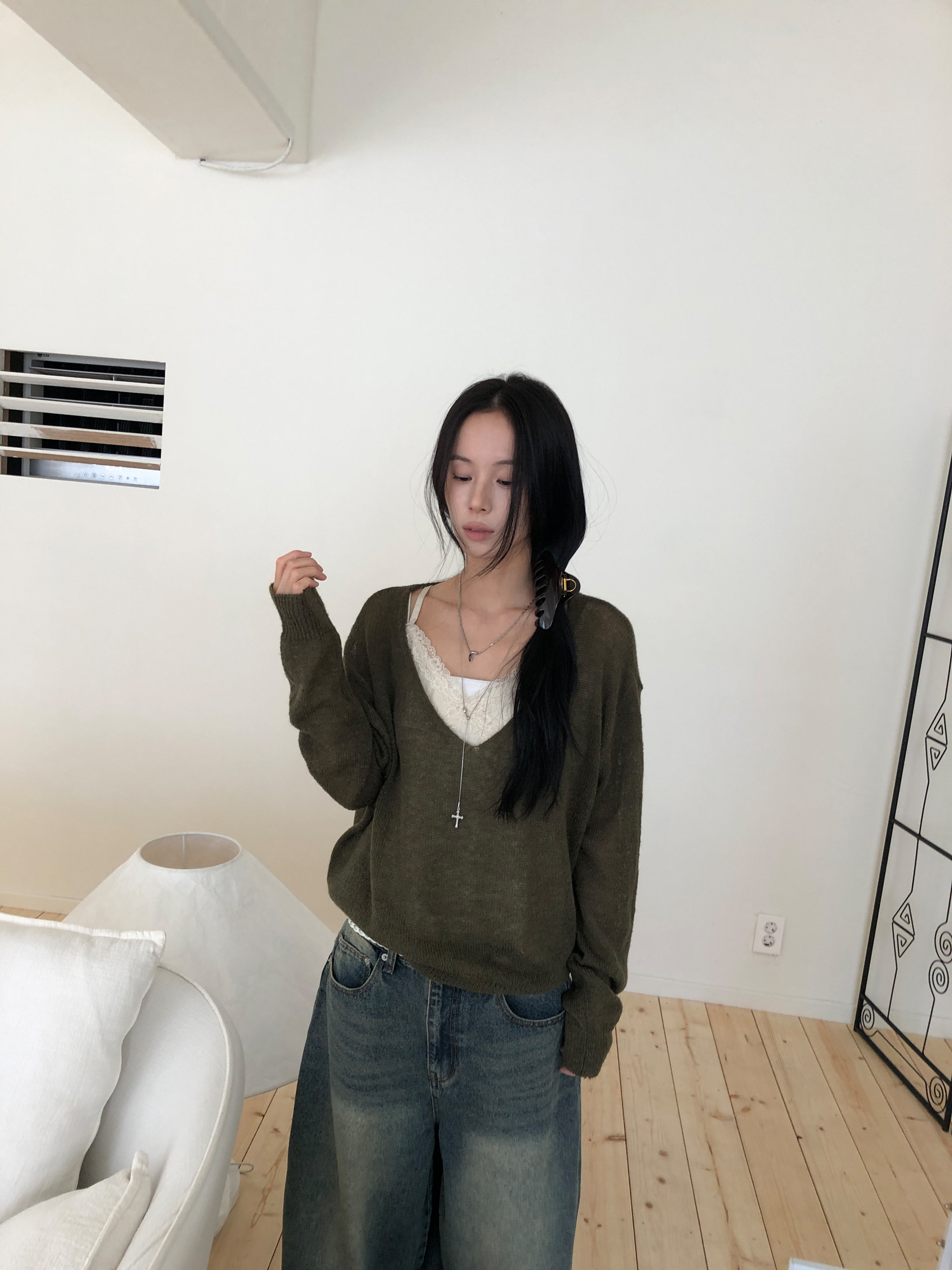 Washed Denim Balloon Pants