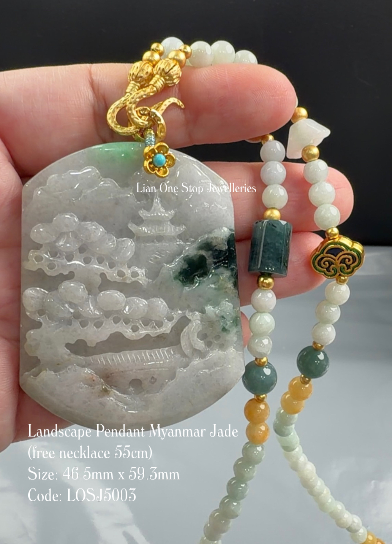 Code: LOSJ5003 Landscape Pendant Myanmar Jade 