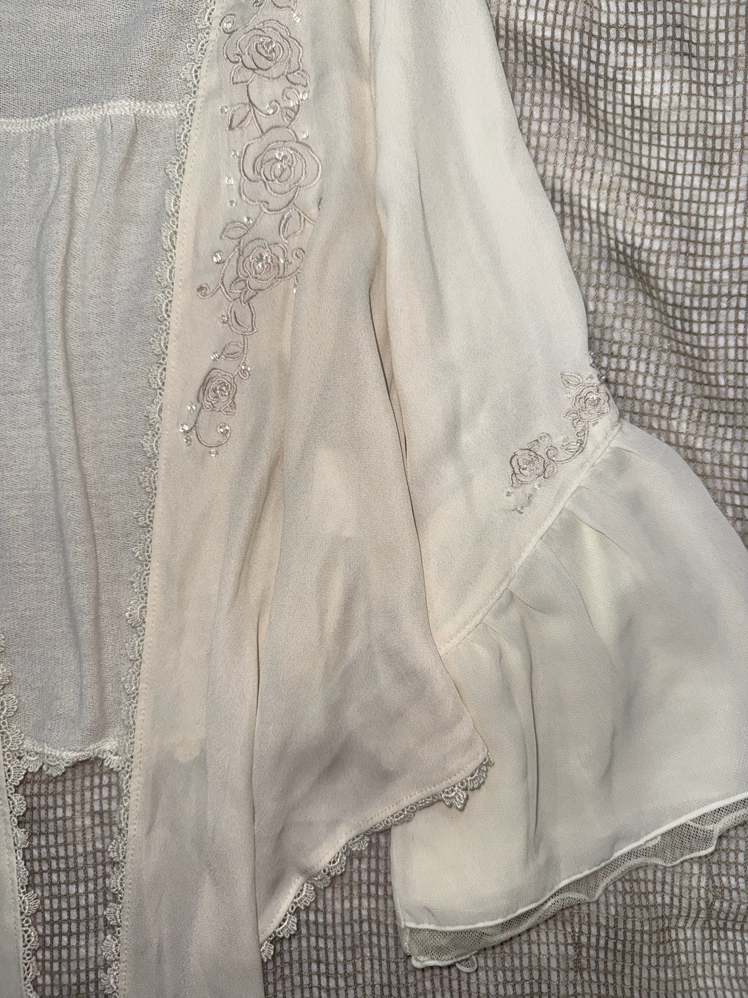Axes Femme Embroidered Rose Chiffon Cardigan