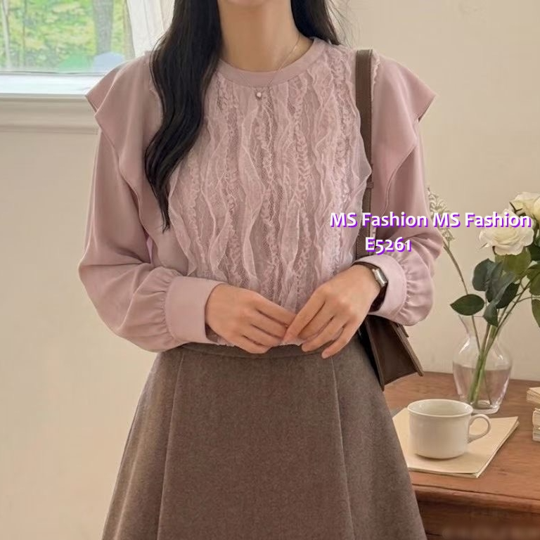 E5261 高質靚料lace ruffle top