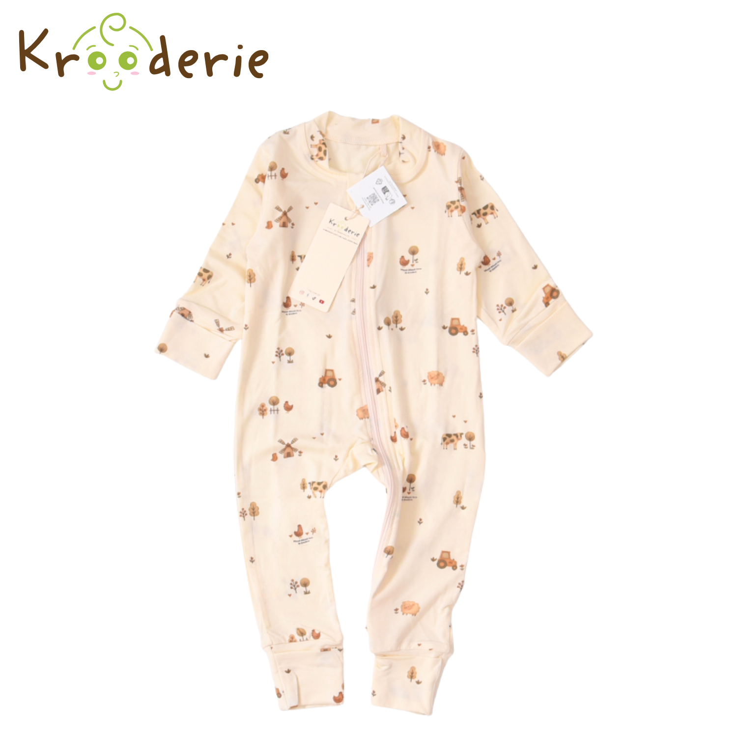 Krooderie TENCEL Baby Zip Romper Sleepwear Bodysuit Jumpsuit