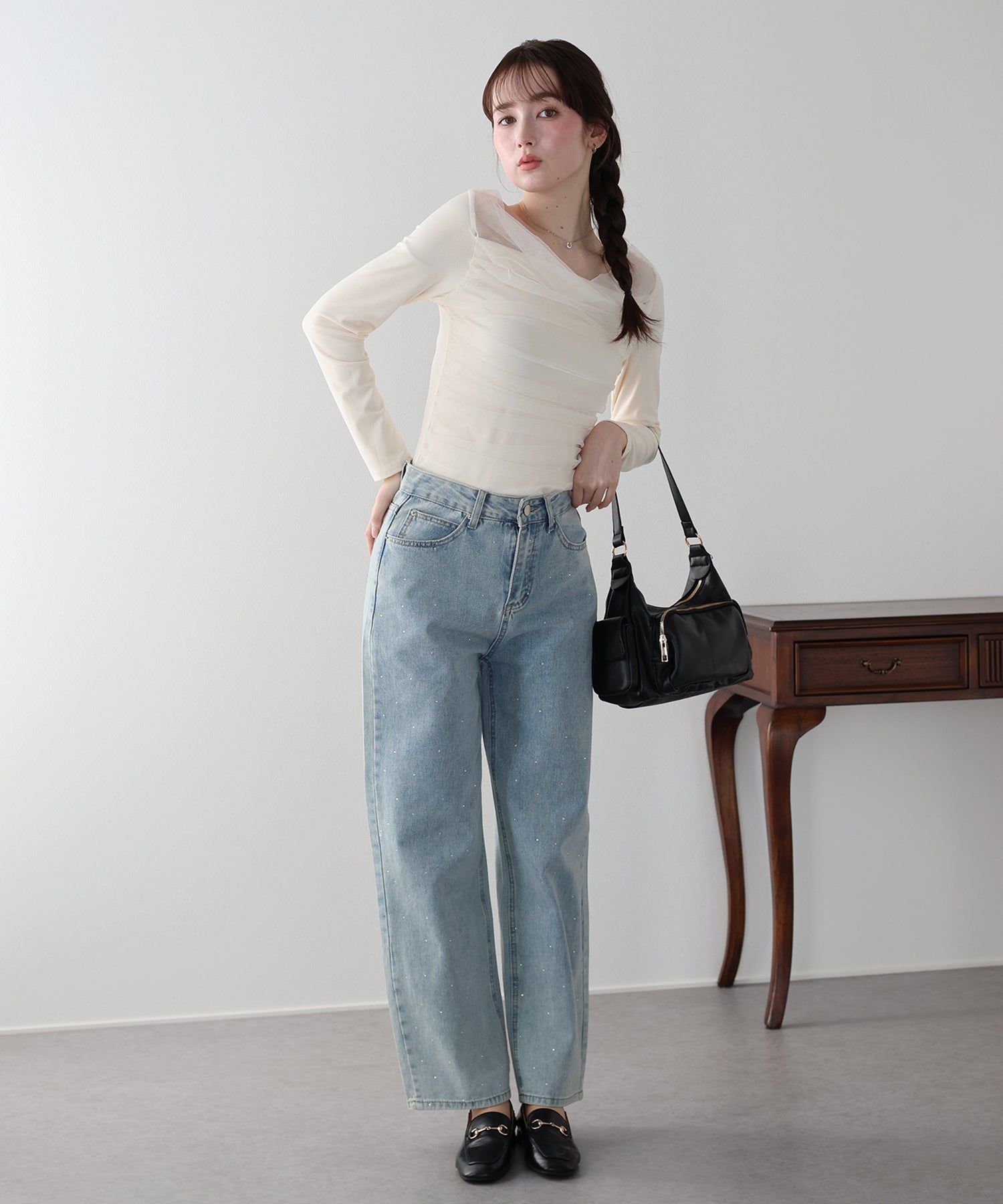 <JP> 精緻感～薄紗垂感柔軟Top * 2色入 <預購>