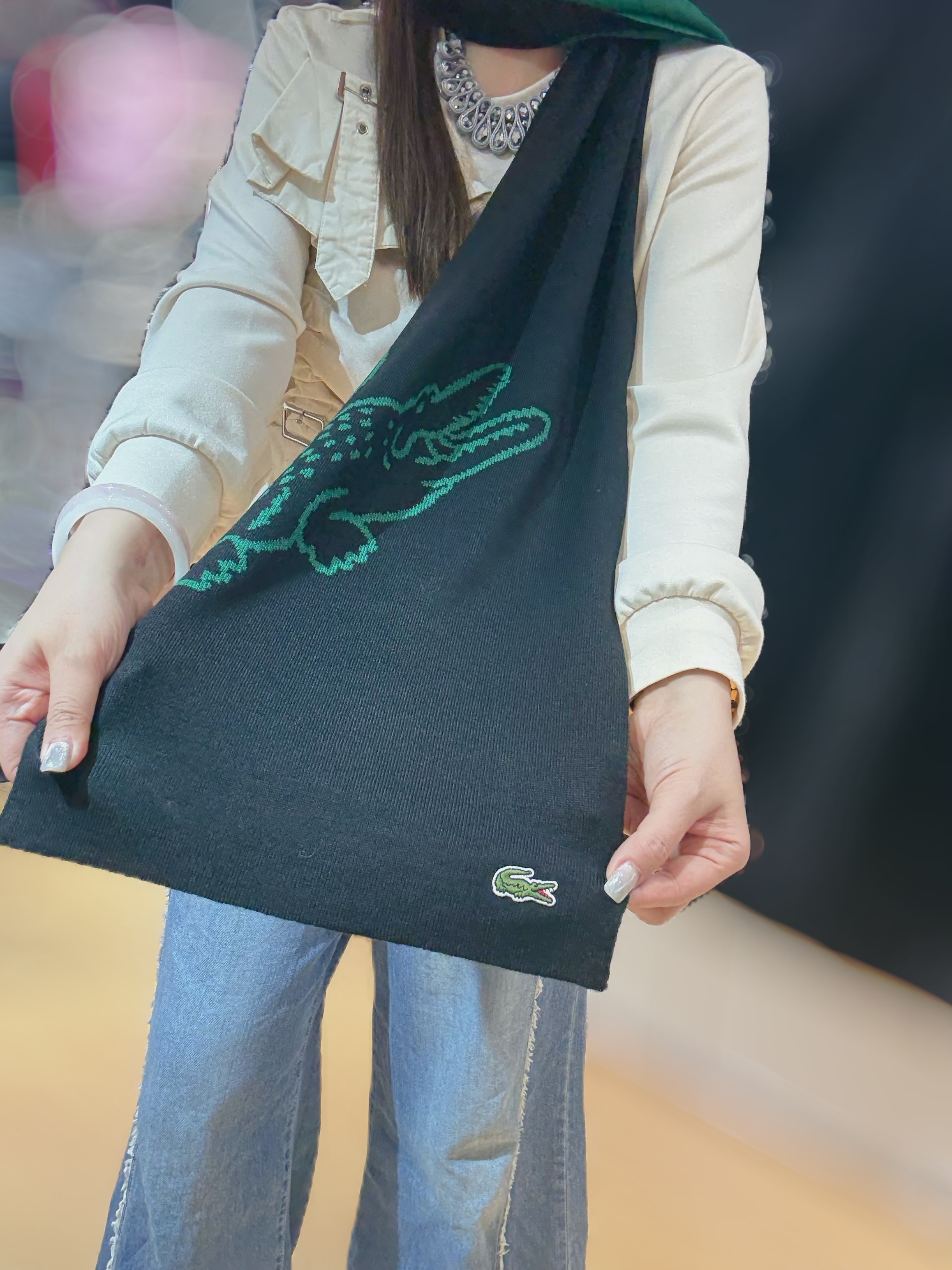 Lacoste scarf green/blk