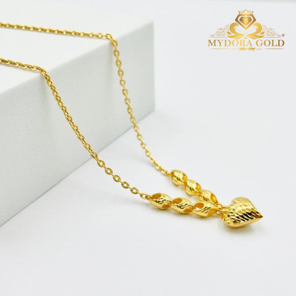 MYDORA Rantai Leher Sauh Matahari + Siput + Love Pahat l EMAS 916/22K