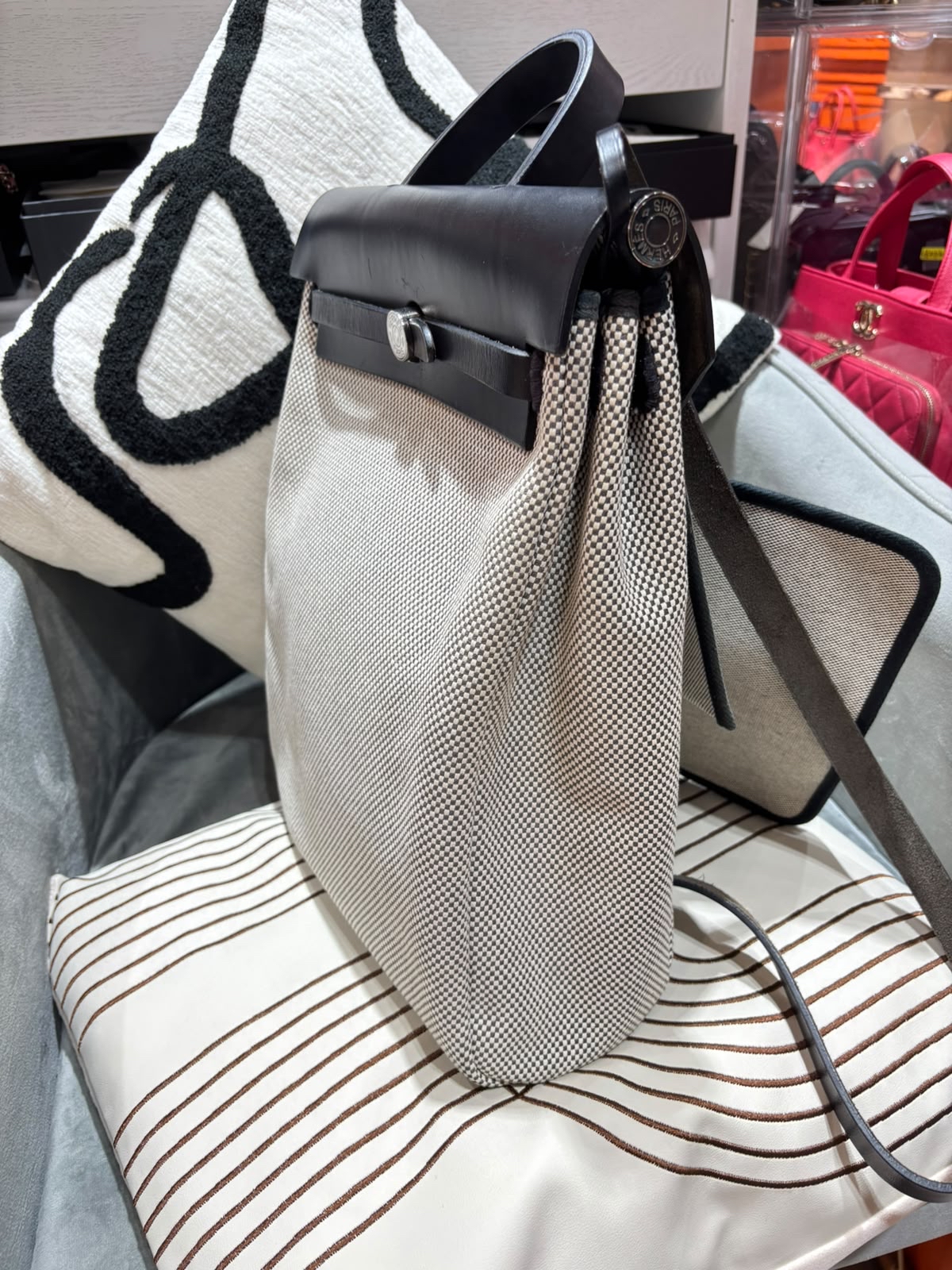 HERMES Herbag backpack Stamp Z Backpack 黑白熊貓 100%Authentic, 95%New ✅Dust bag