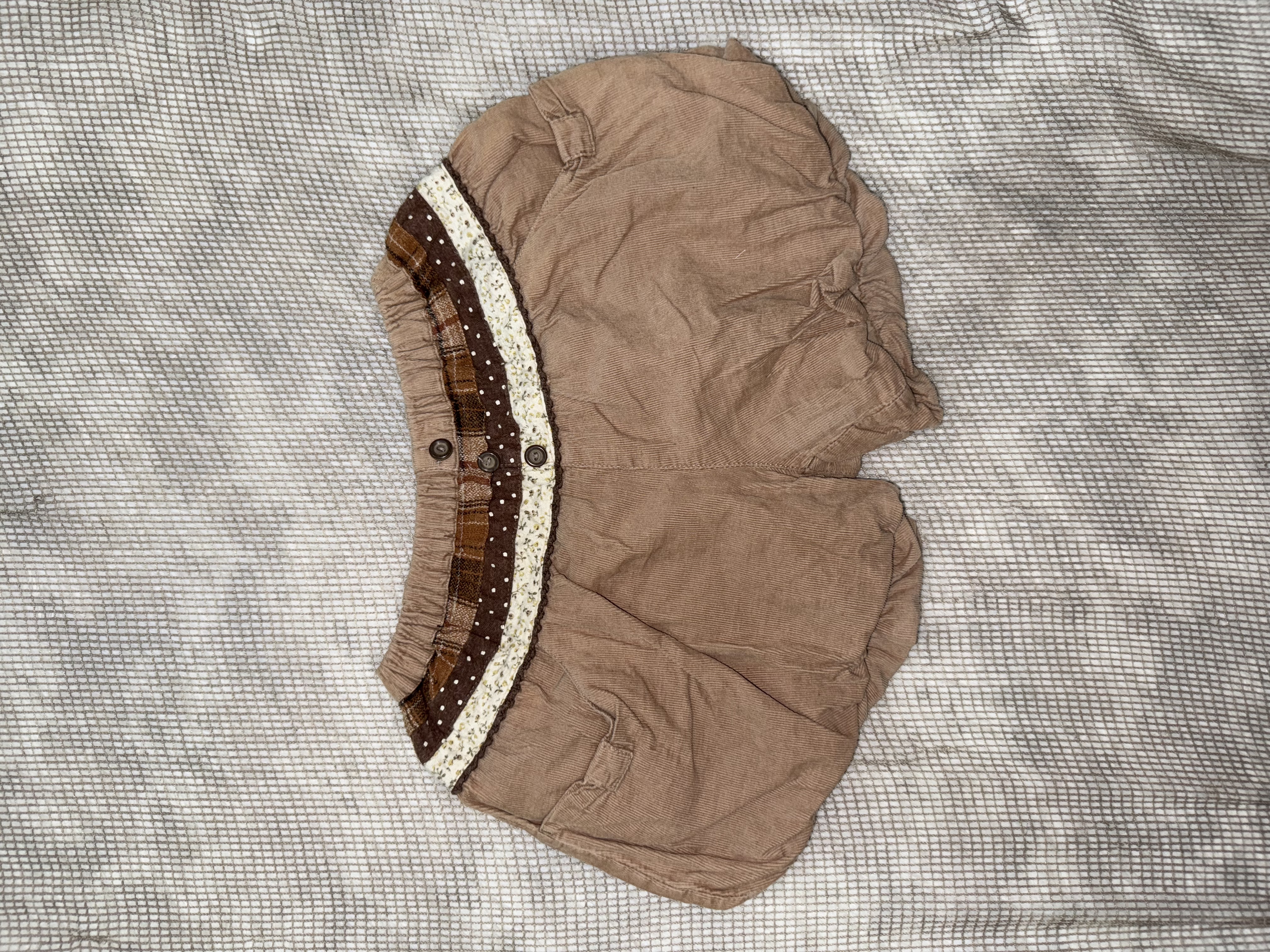 Mori-Kei Pattern-Splice Bubble Shorts