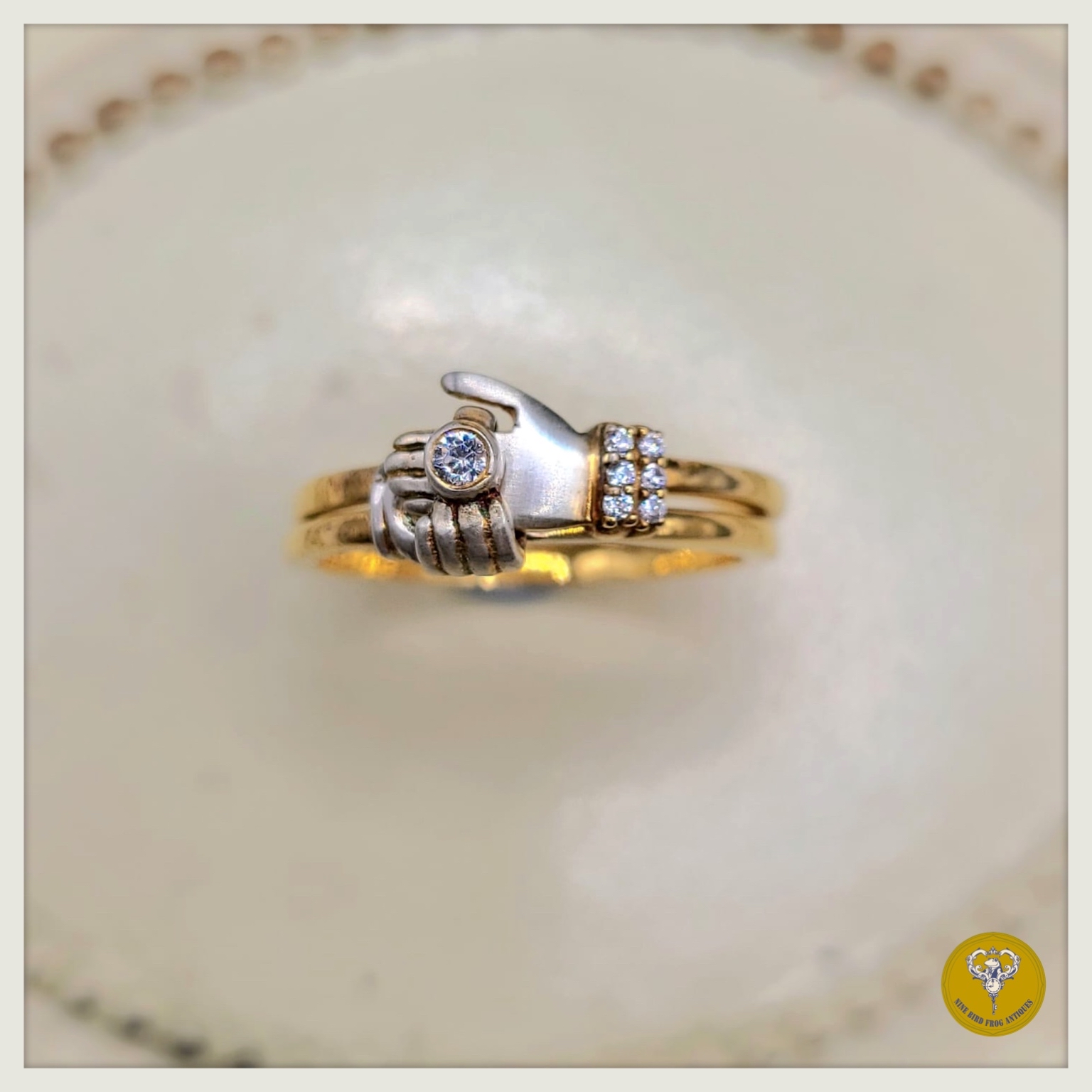 Gimmel Ring 鋯石純銀包金戒指